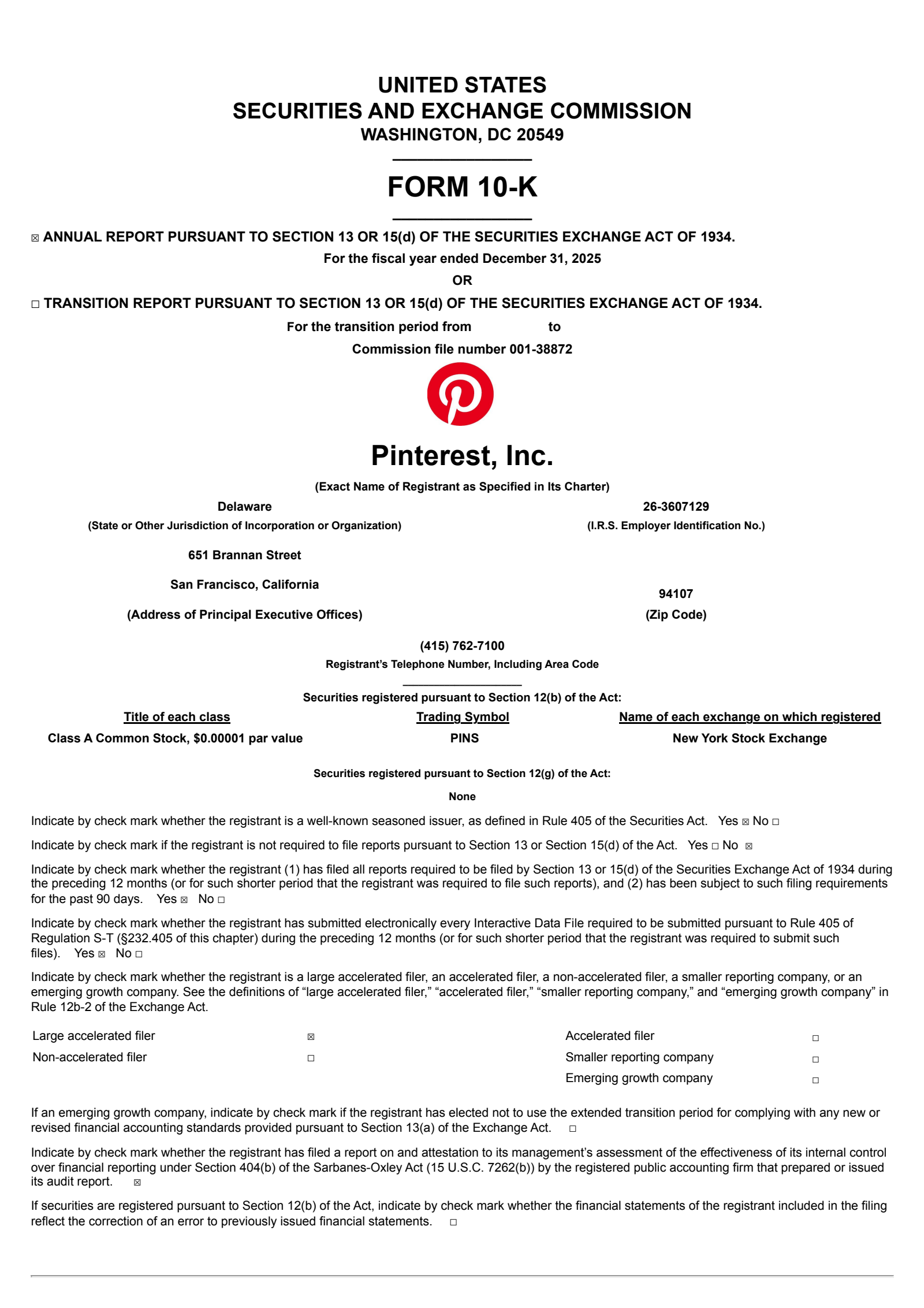 Pinterest's Q4 2025 Annual report