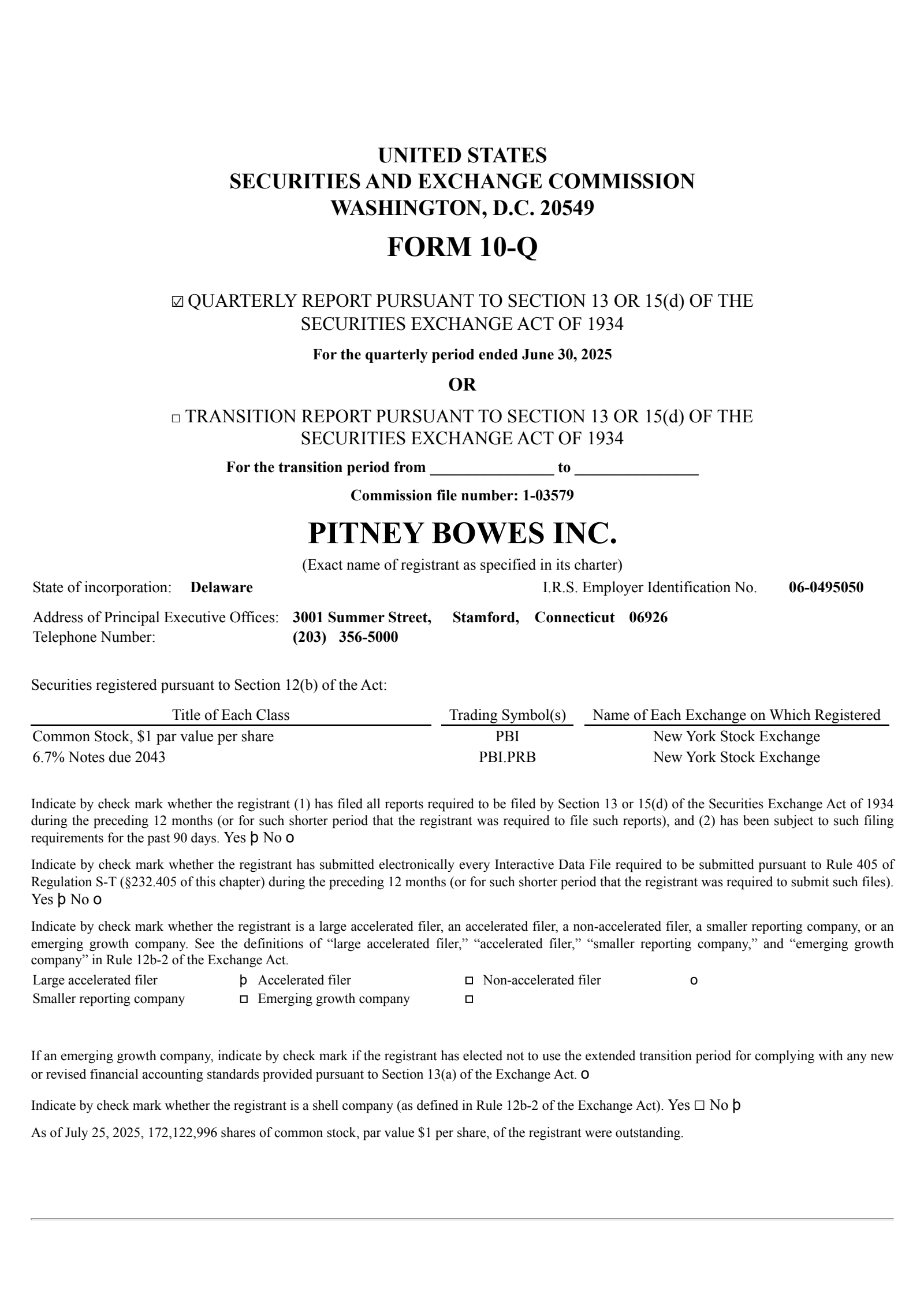 Pitney Bowes' Q2 2025 Quarterly report