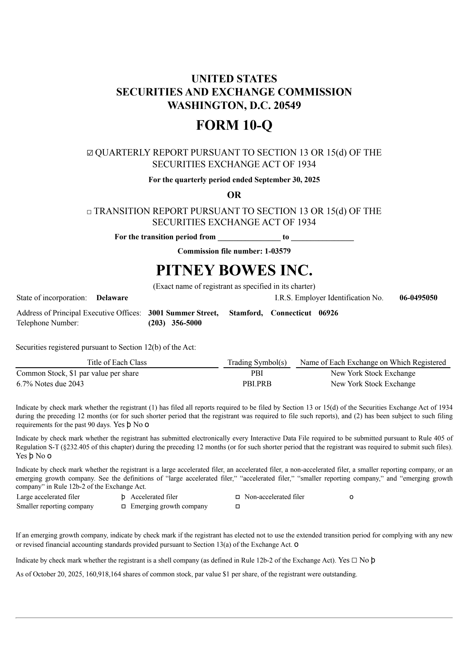 Pitney Bowes' Q3 2025 Quarterly Report