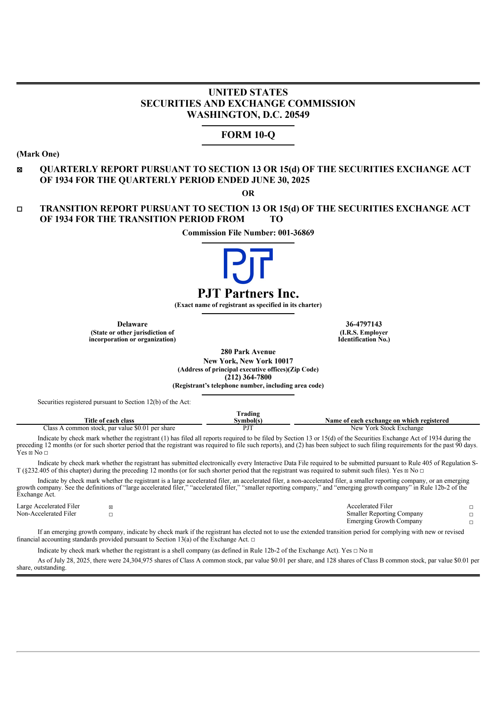 PJT Partners' Q2 2025 Quarterly report
