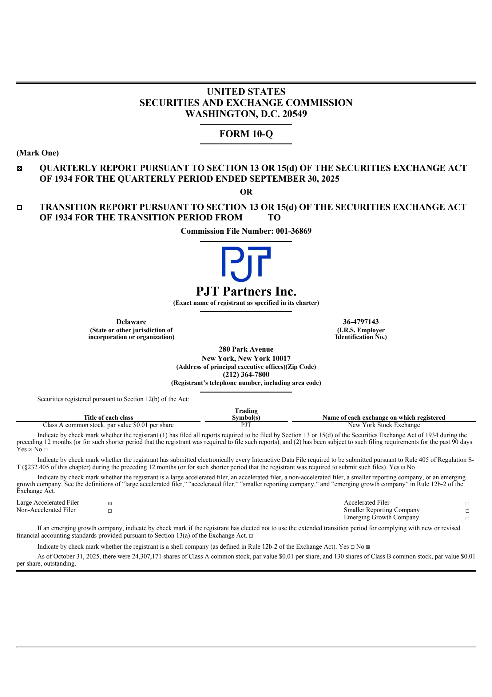 PJT Partners' Q3 2025 Quarterly Report