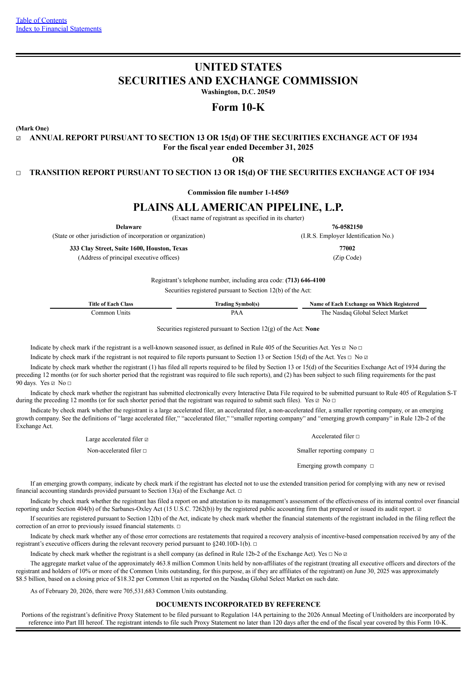 Plains All American Pipeline's Q4 2025 Annual report