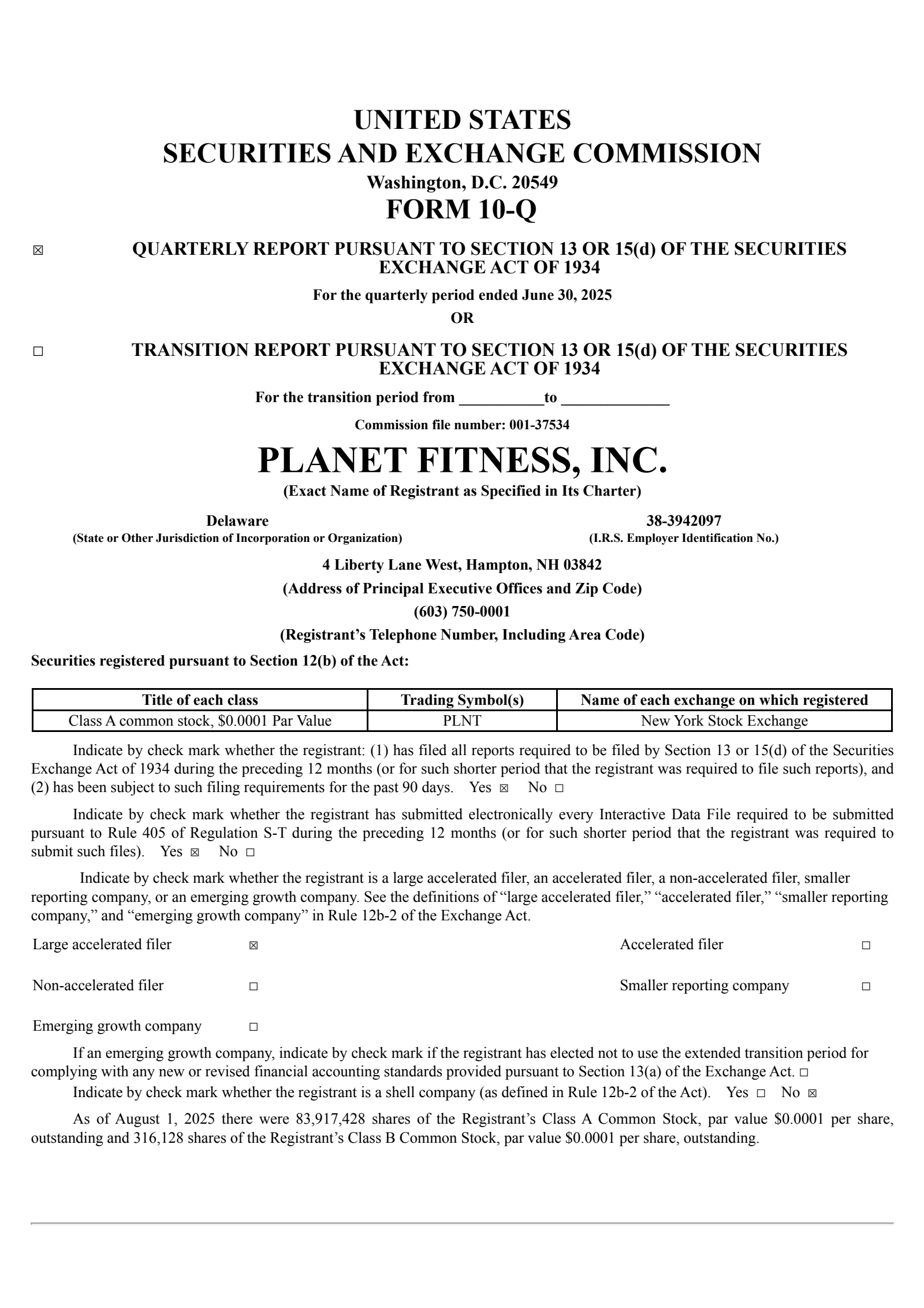 Planet Fitness' Q2 2025 Quarterly report