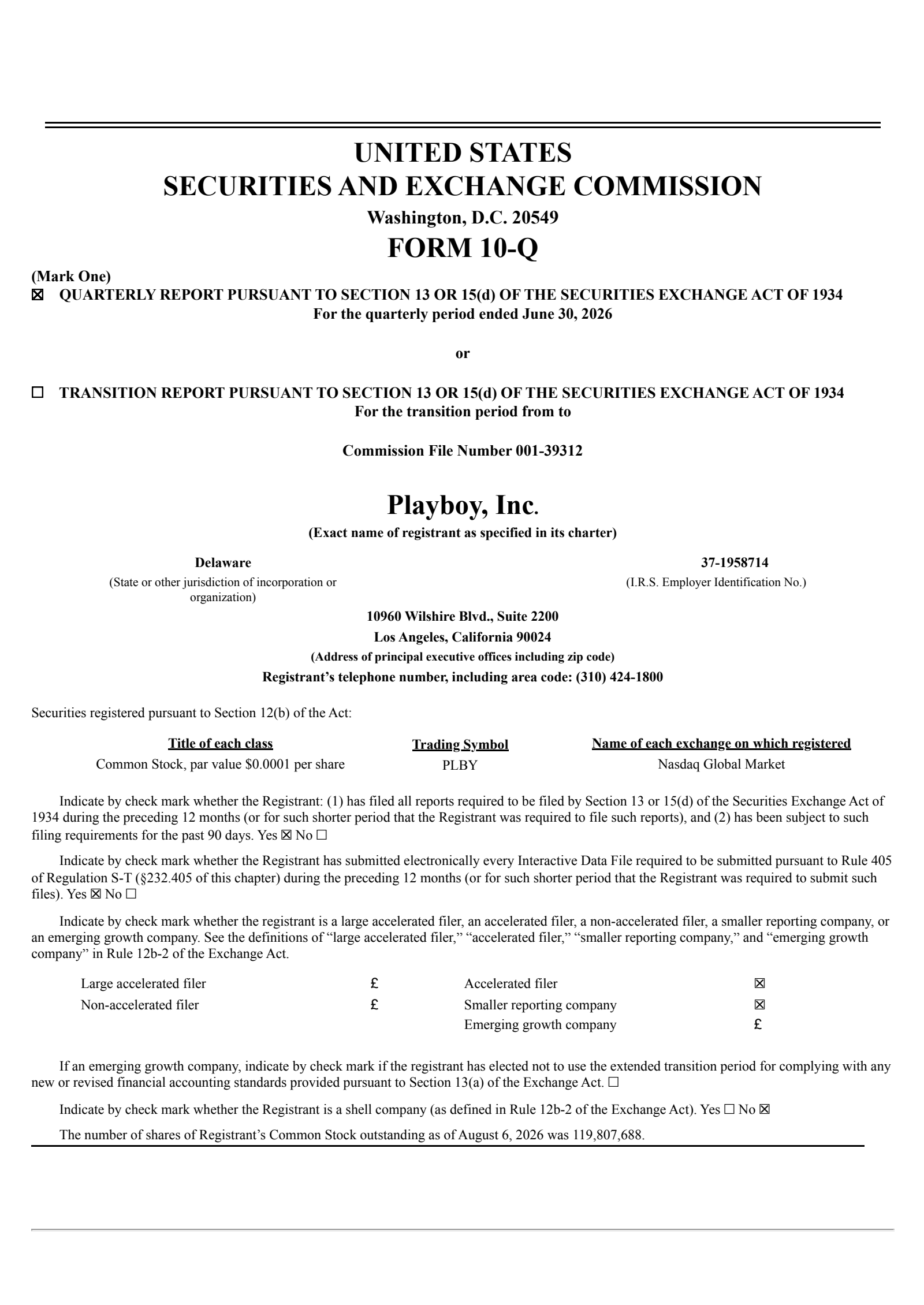 PLBY Group's Q2 2026 Quarterly report