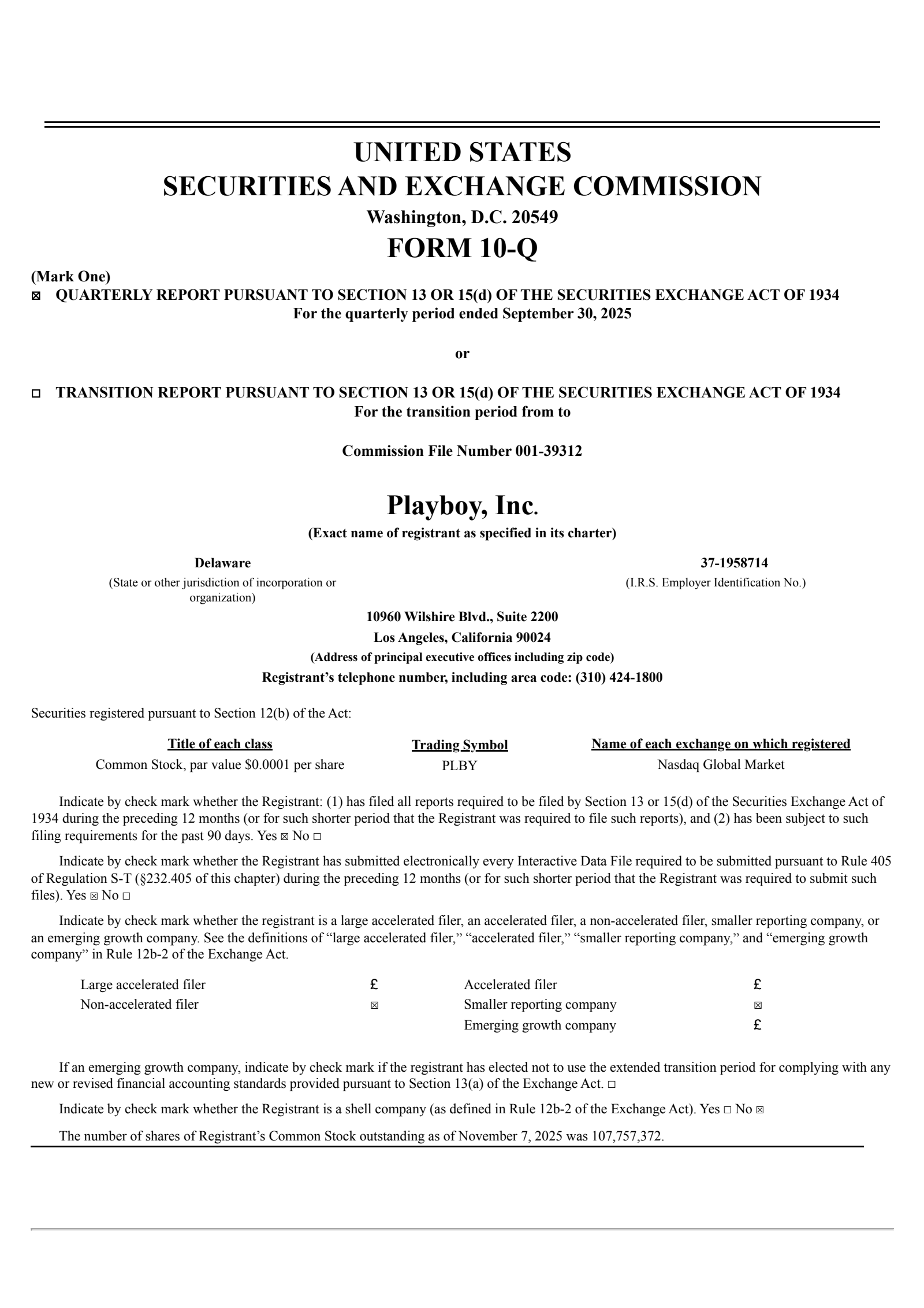 PLBY Group's Q3 2025 Quarterly Report