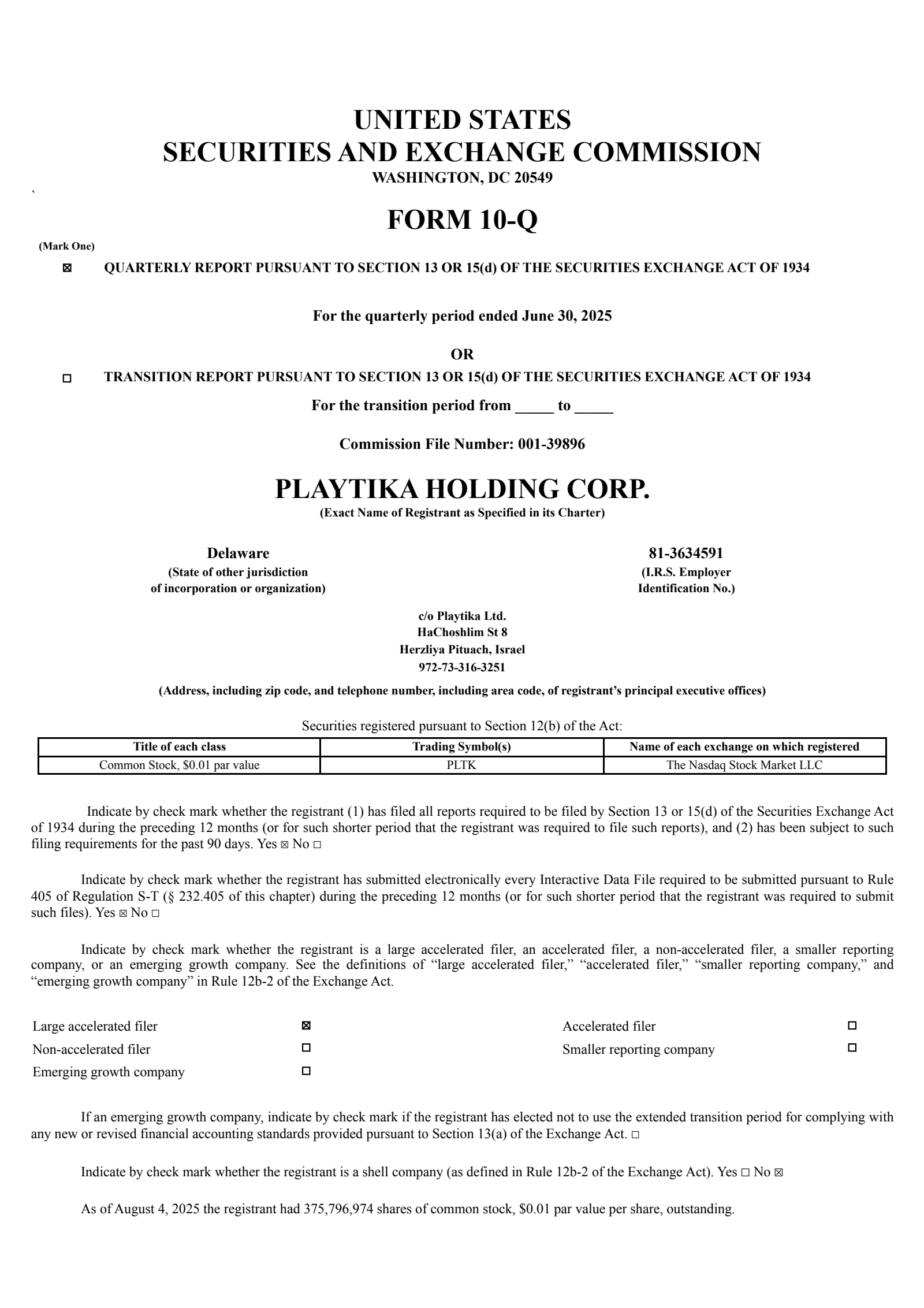 Playtika's Q2 2025 Quarterly report