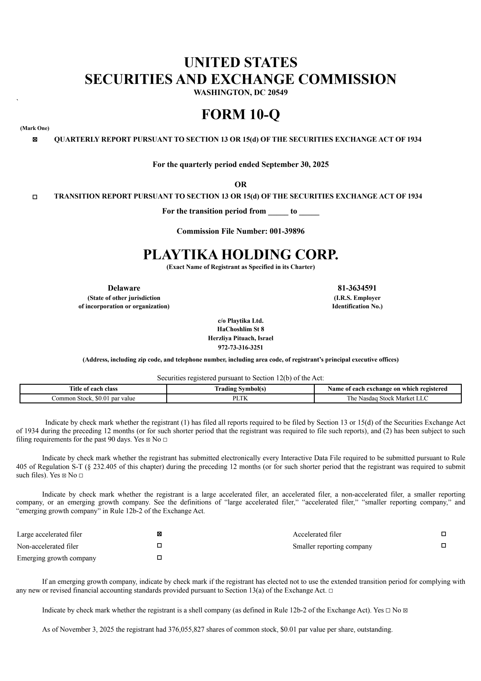 Playtika's Q3 2025 Quarterly Report