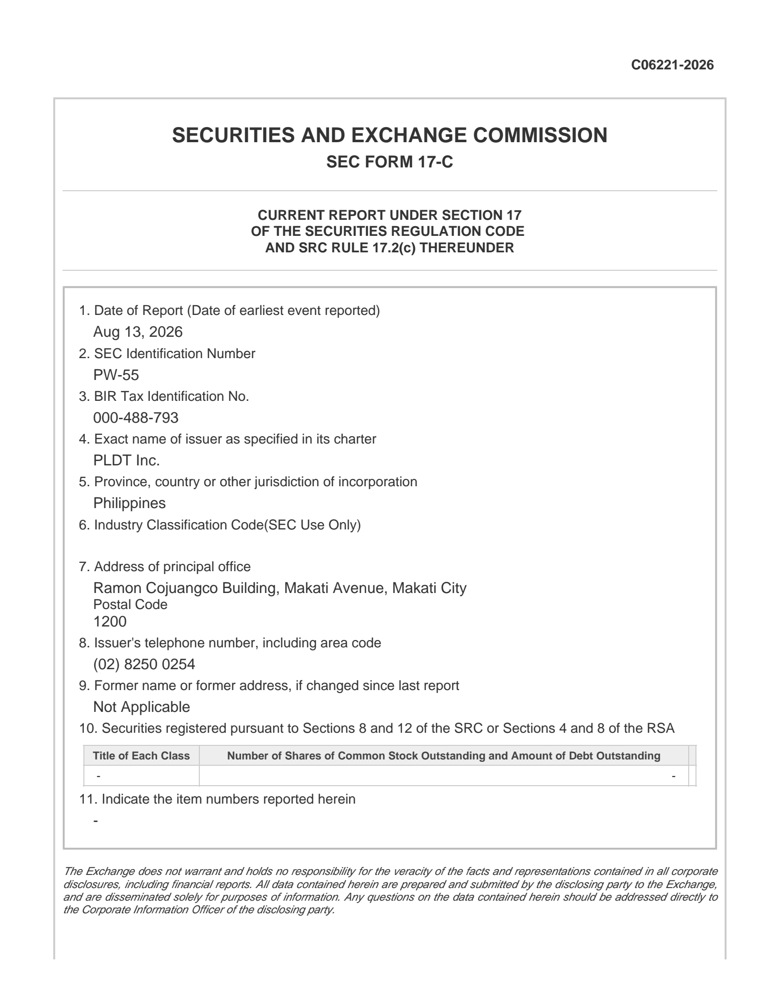 PLDT's Q2 2026 Interim report