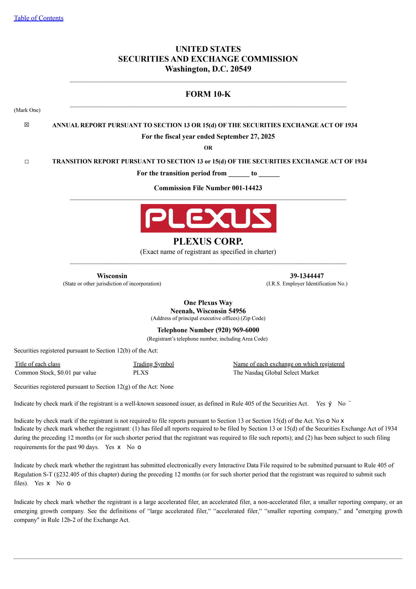 Plexus' Q4 2025 Annual Report
