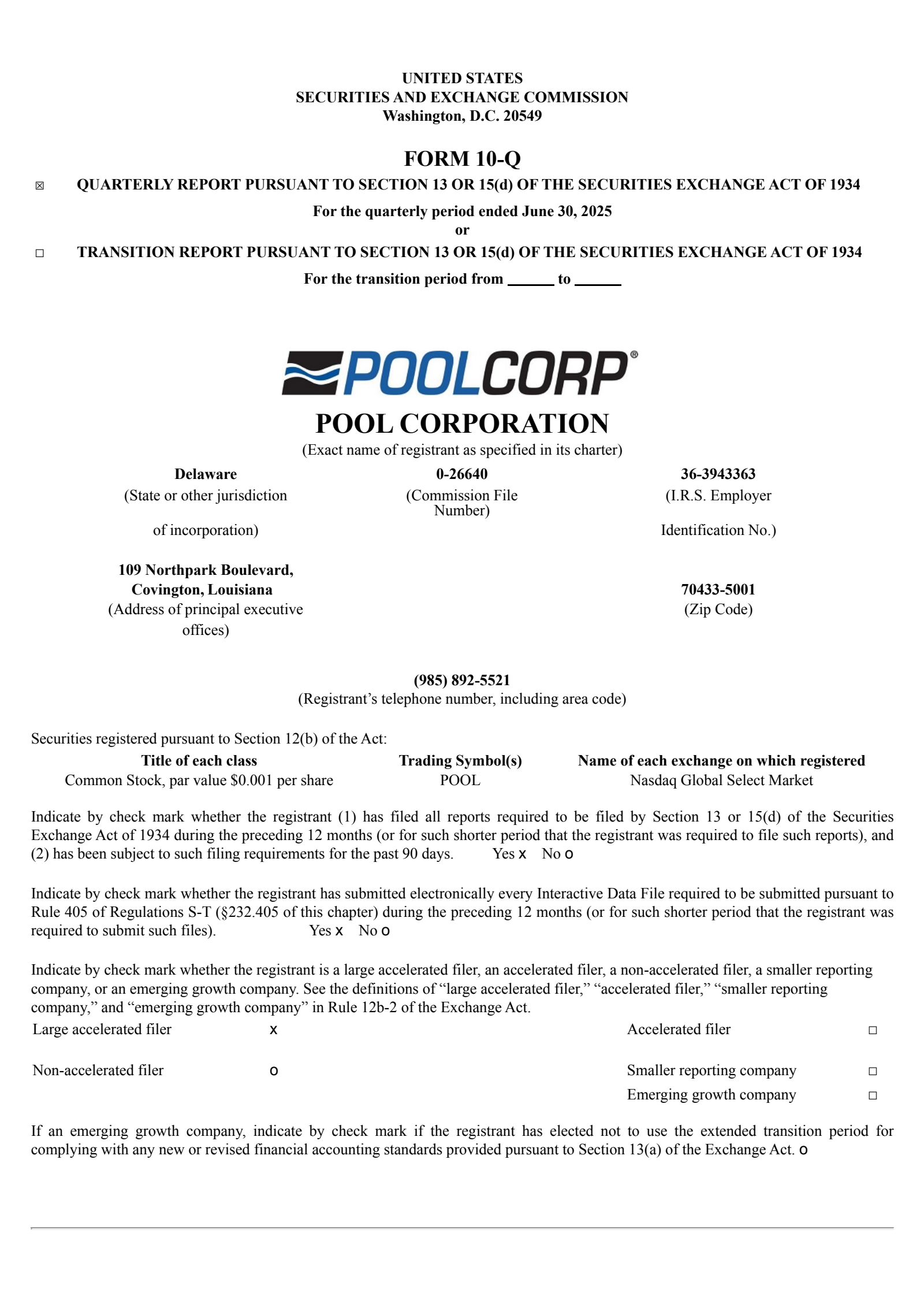 Pool's Q2 2025 Quarterly report