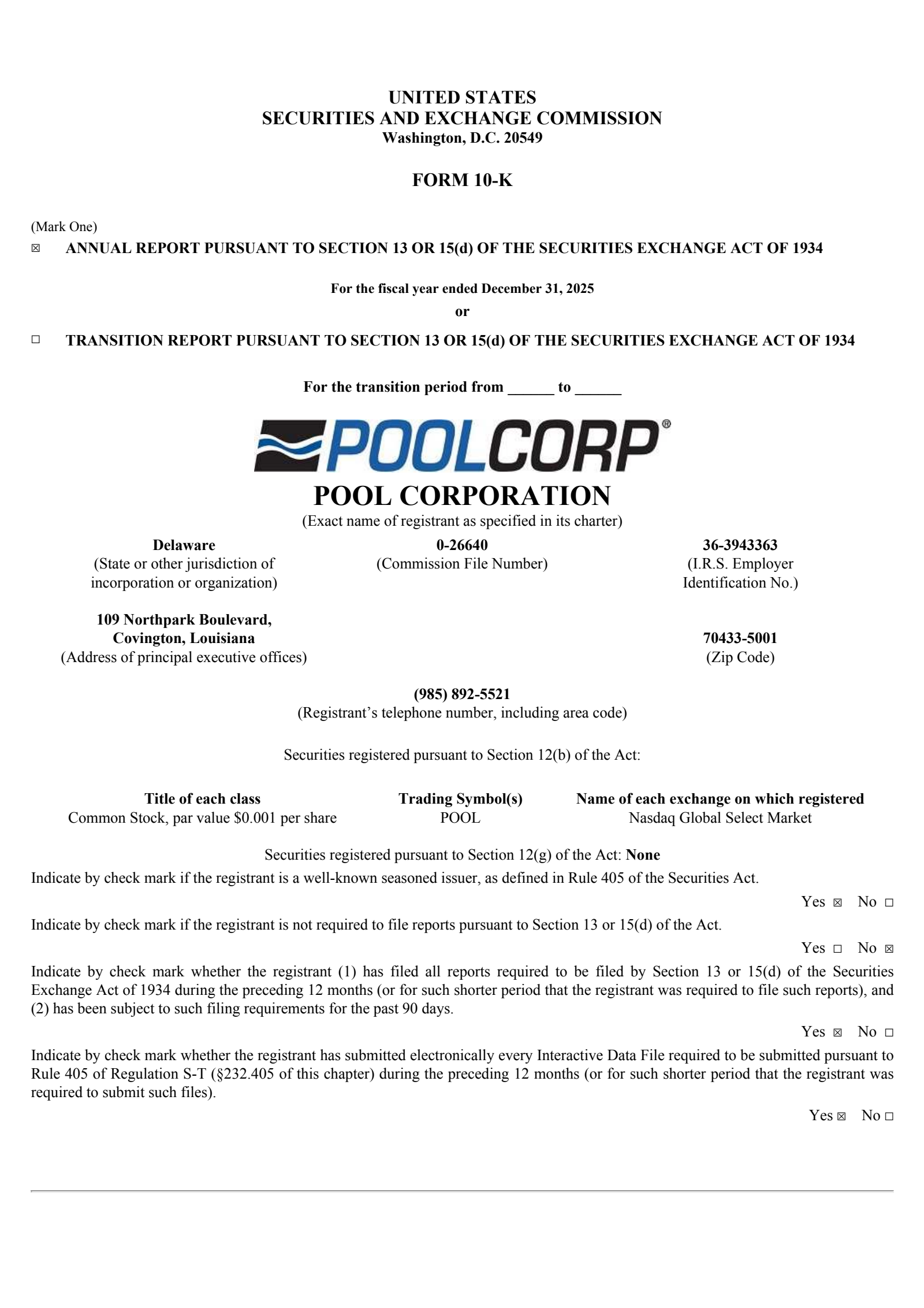 Pool's Q4 2025 Annual report