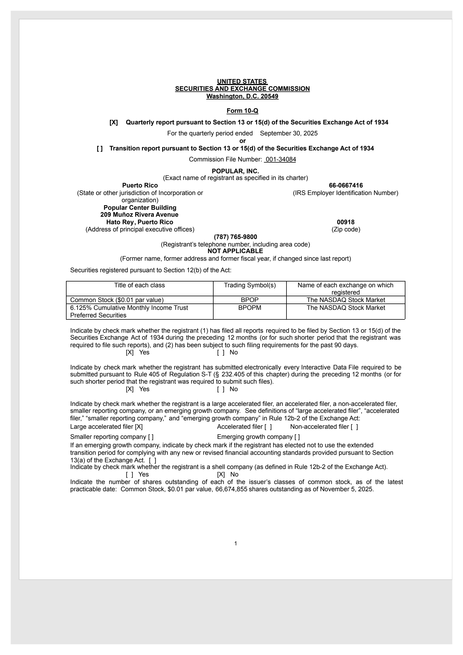 Popular's Q3 2025 Quarterly report