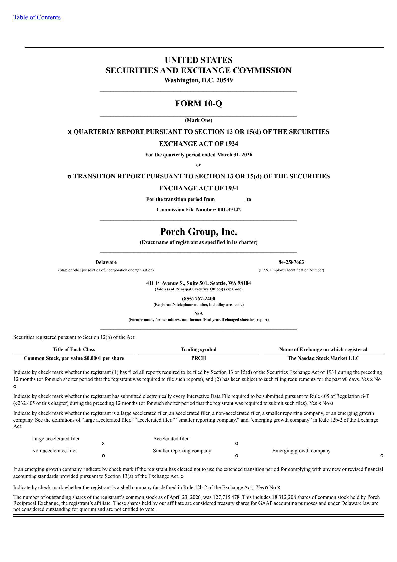 Porch Group's Q1 2026 Quarterly report