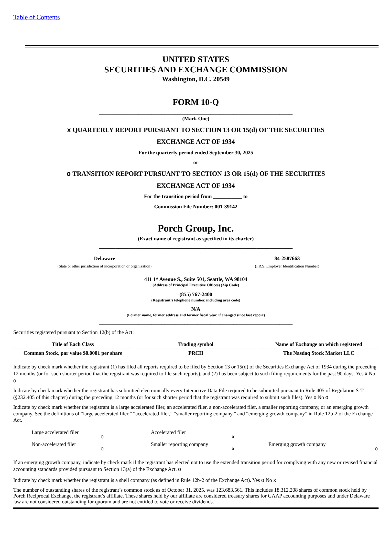 Porch Group's Q3 2025 Quarterly Report