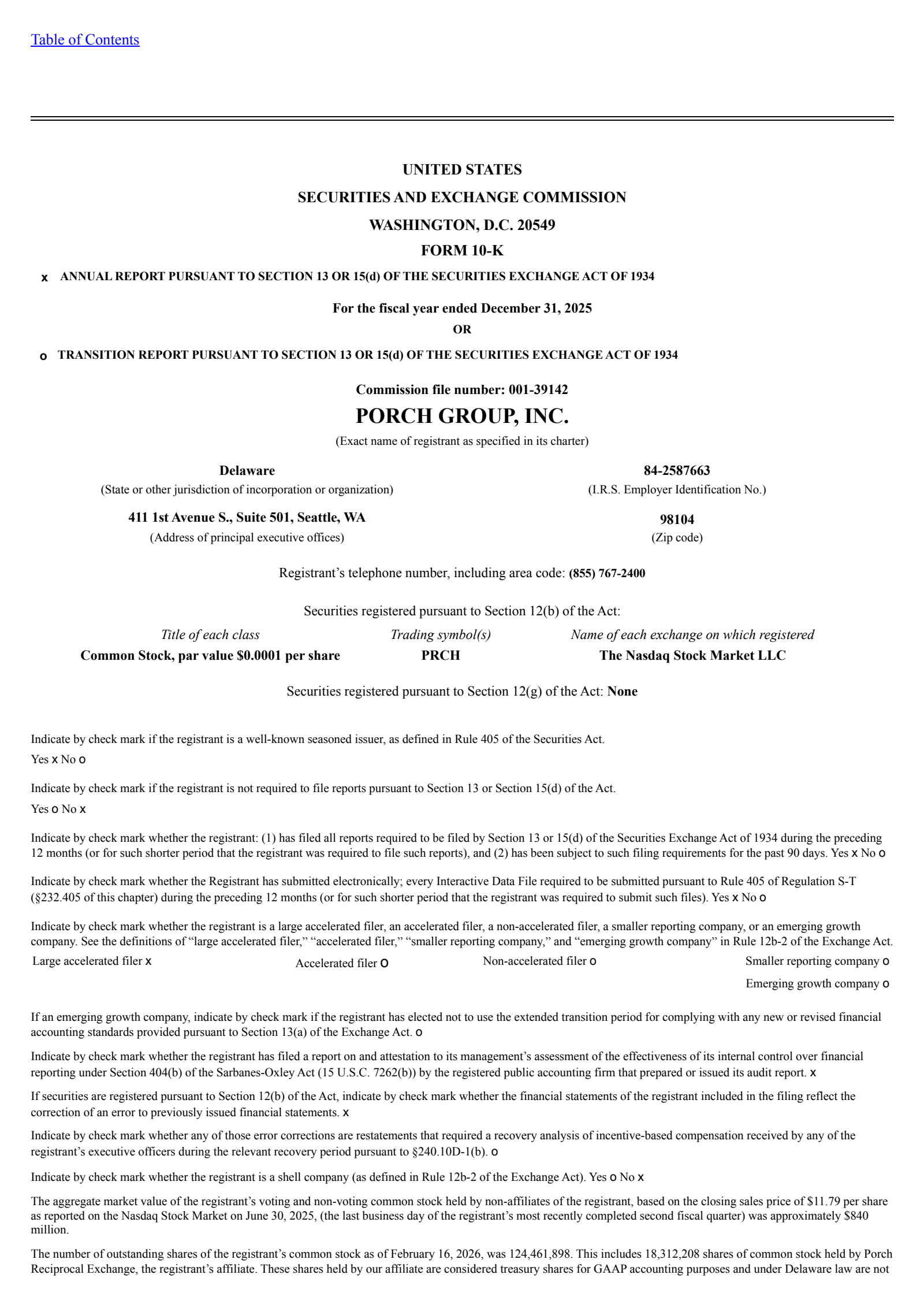 Porch Group's Q4 2025 Annual report