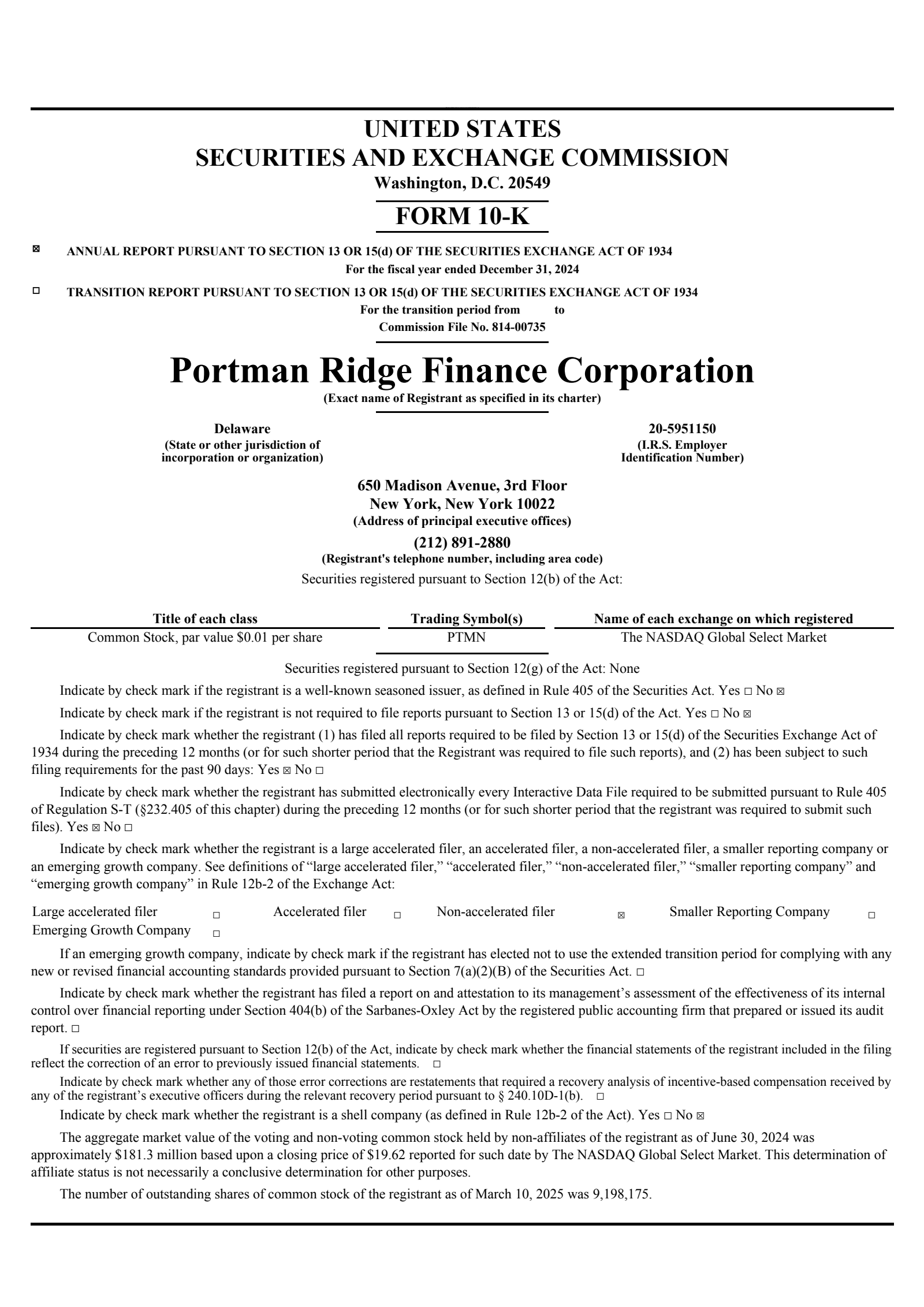 Portman Ridge Finance's Q4 2024 Annual report