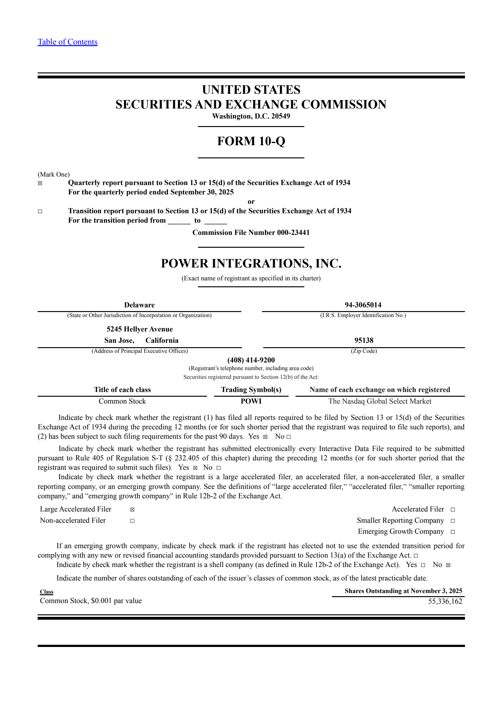 Power Integrations' Q3 2025 Quarterly Report