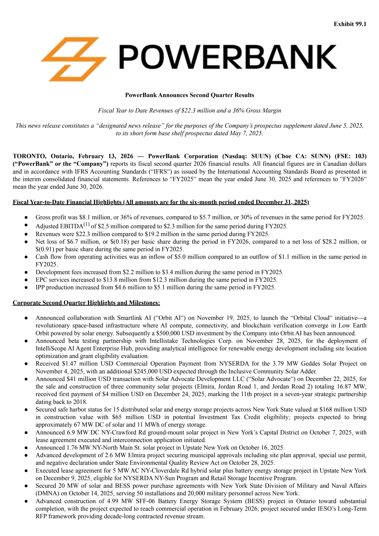 PowerBank's Q2 2026 Press Release