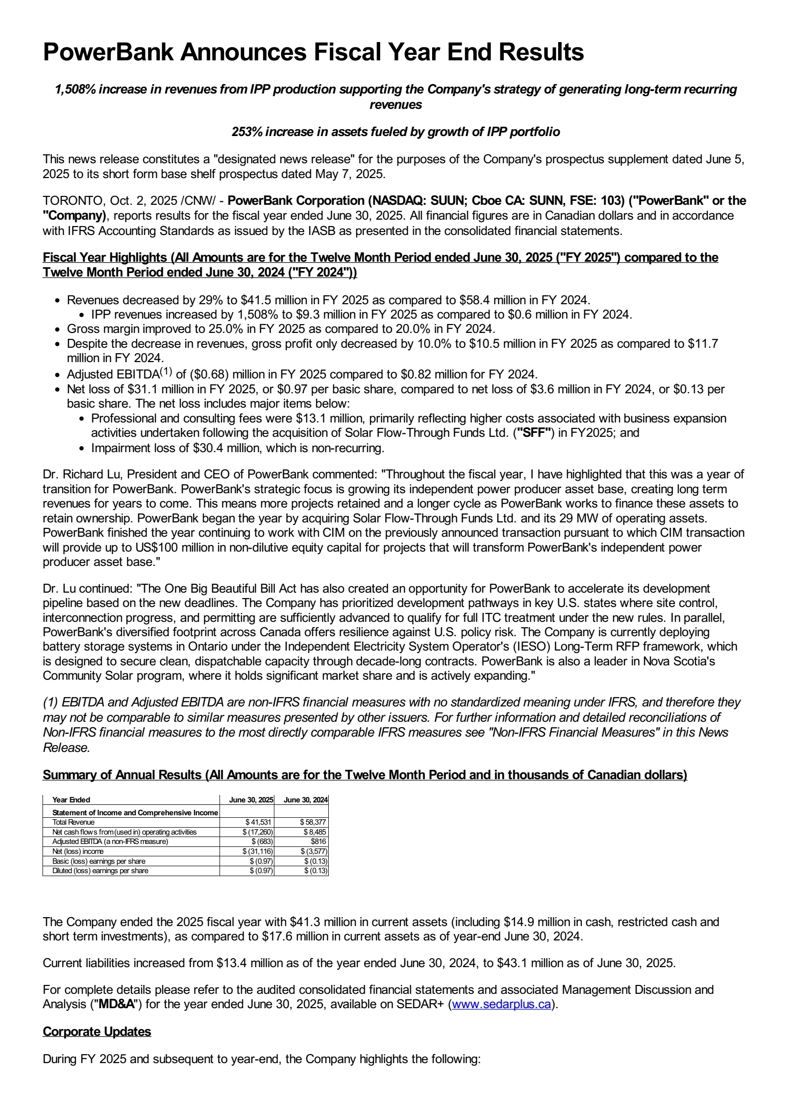 PowerBank's Q4 2025 Earnings Release