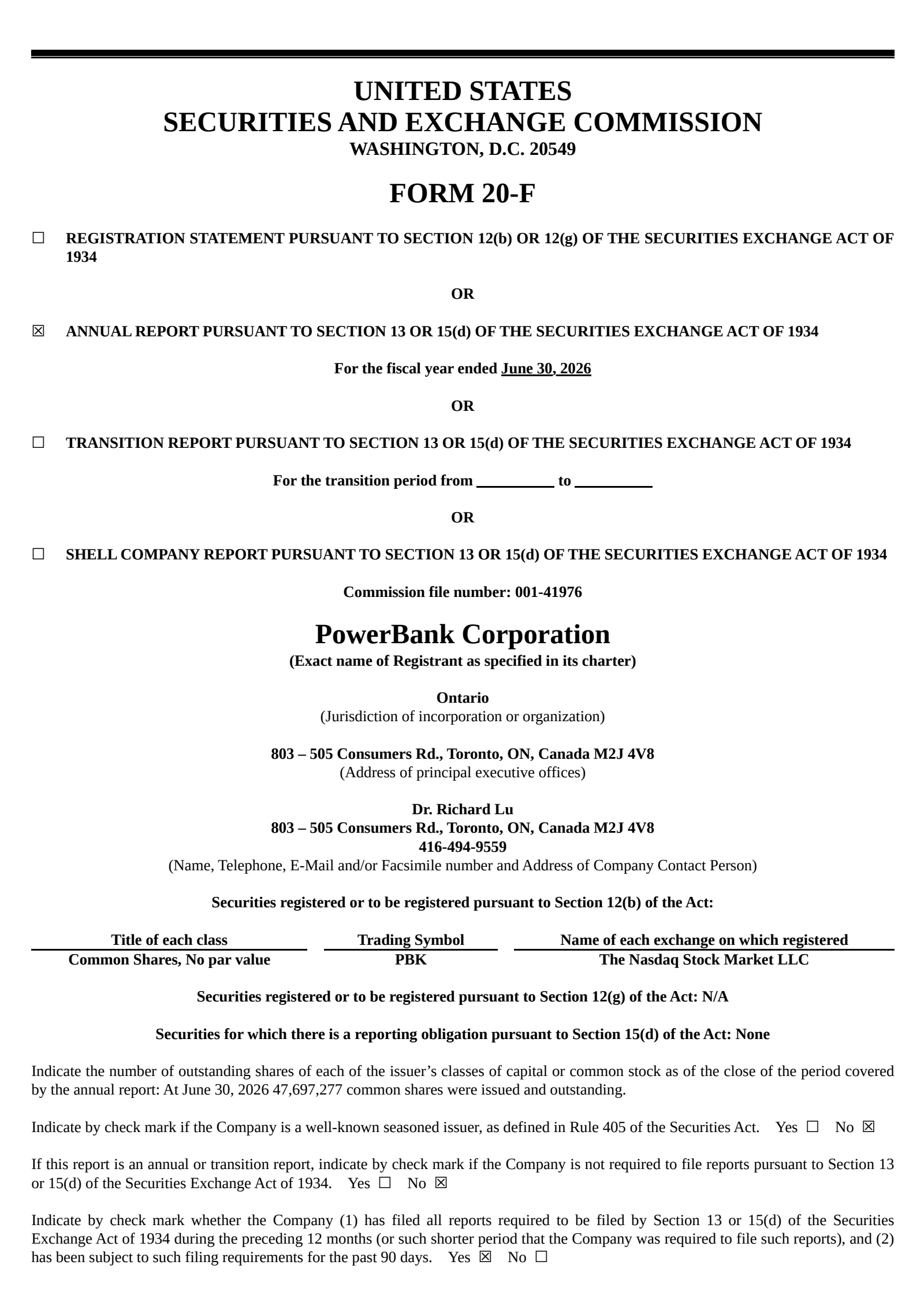 PowerBank's Q4 2026 Annual report