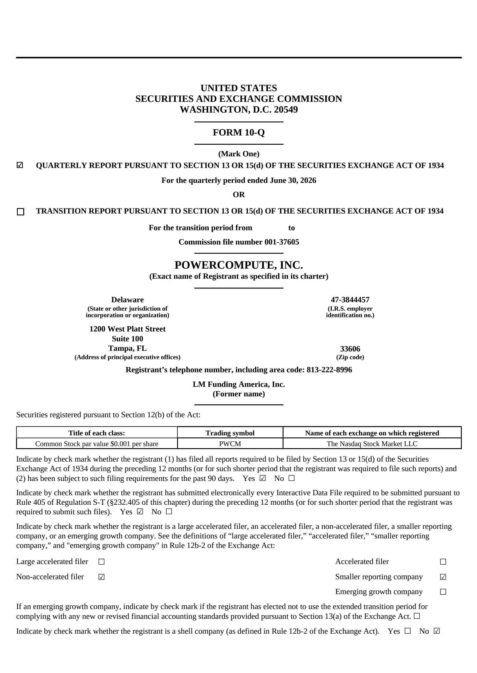 LM Funding America's Q2 2026 Quarterly report