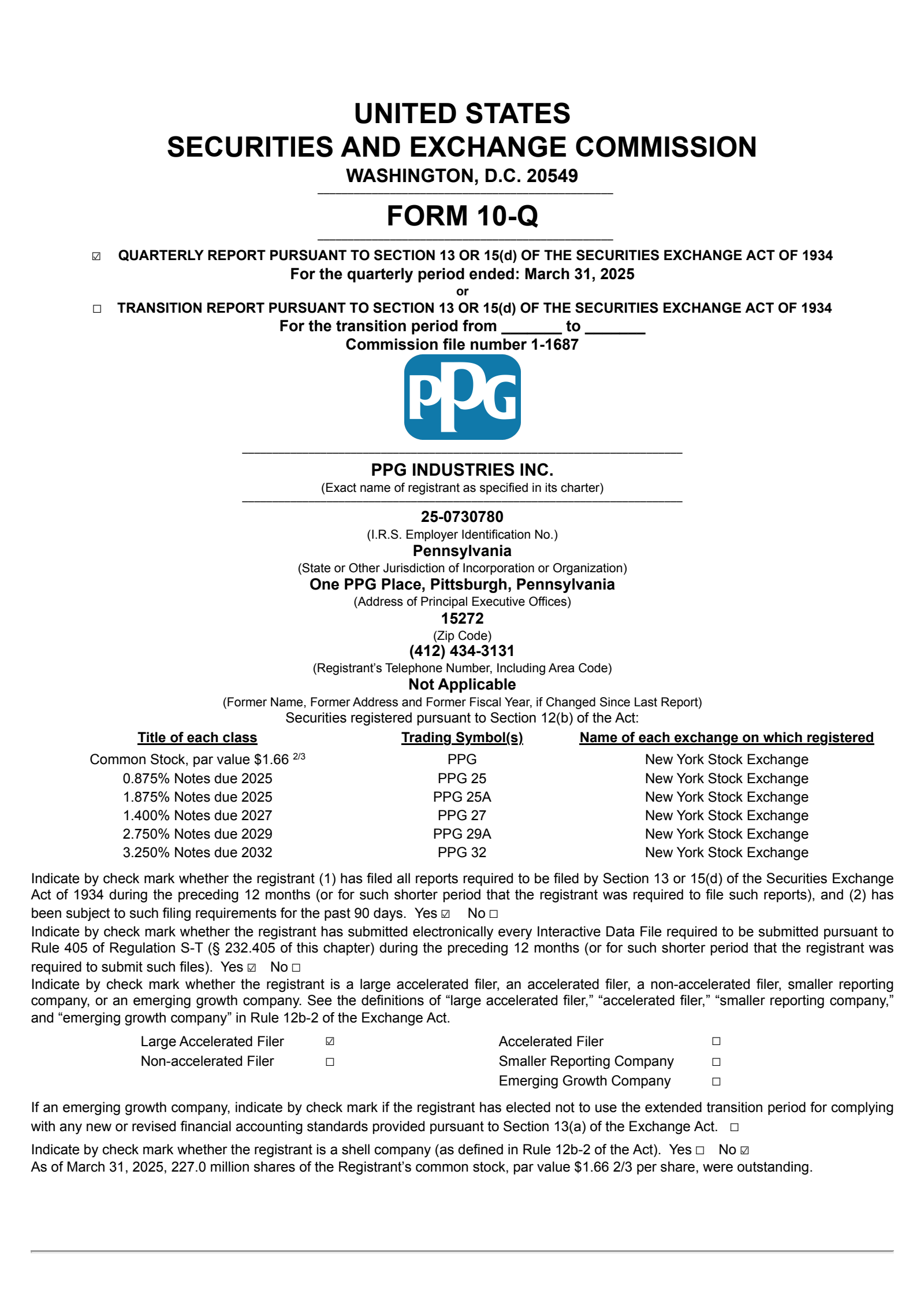 PPG Industries' Q1 2025 Quarterly report