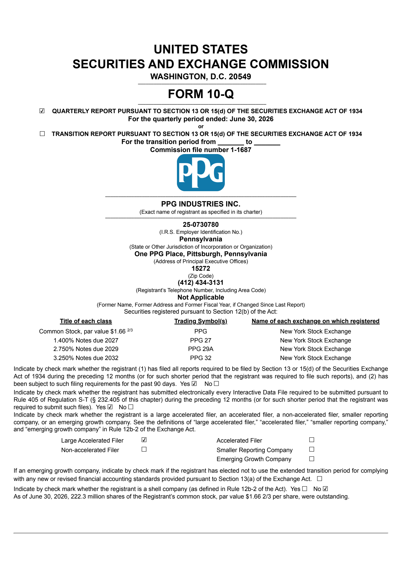 PPG Industries' Q2 2026 Quarterly report