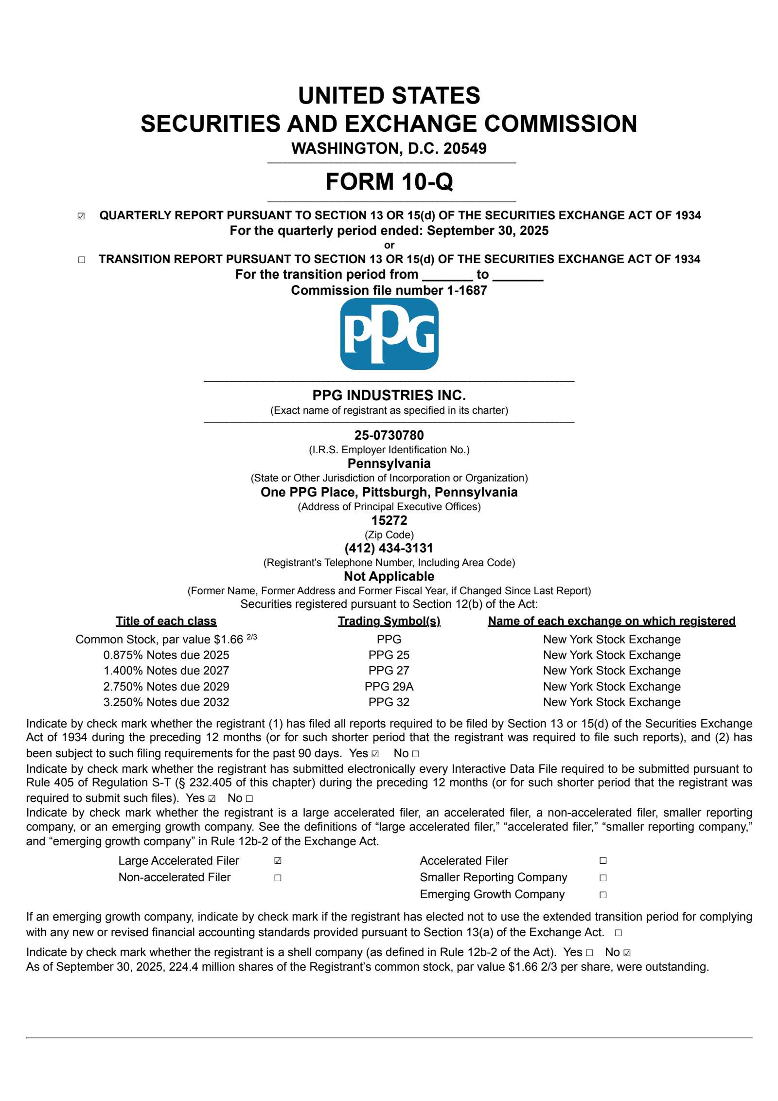 PPG Industries' Q3 2025 Quarterly Report