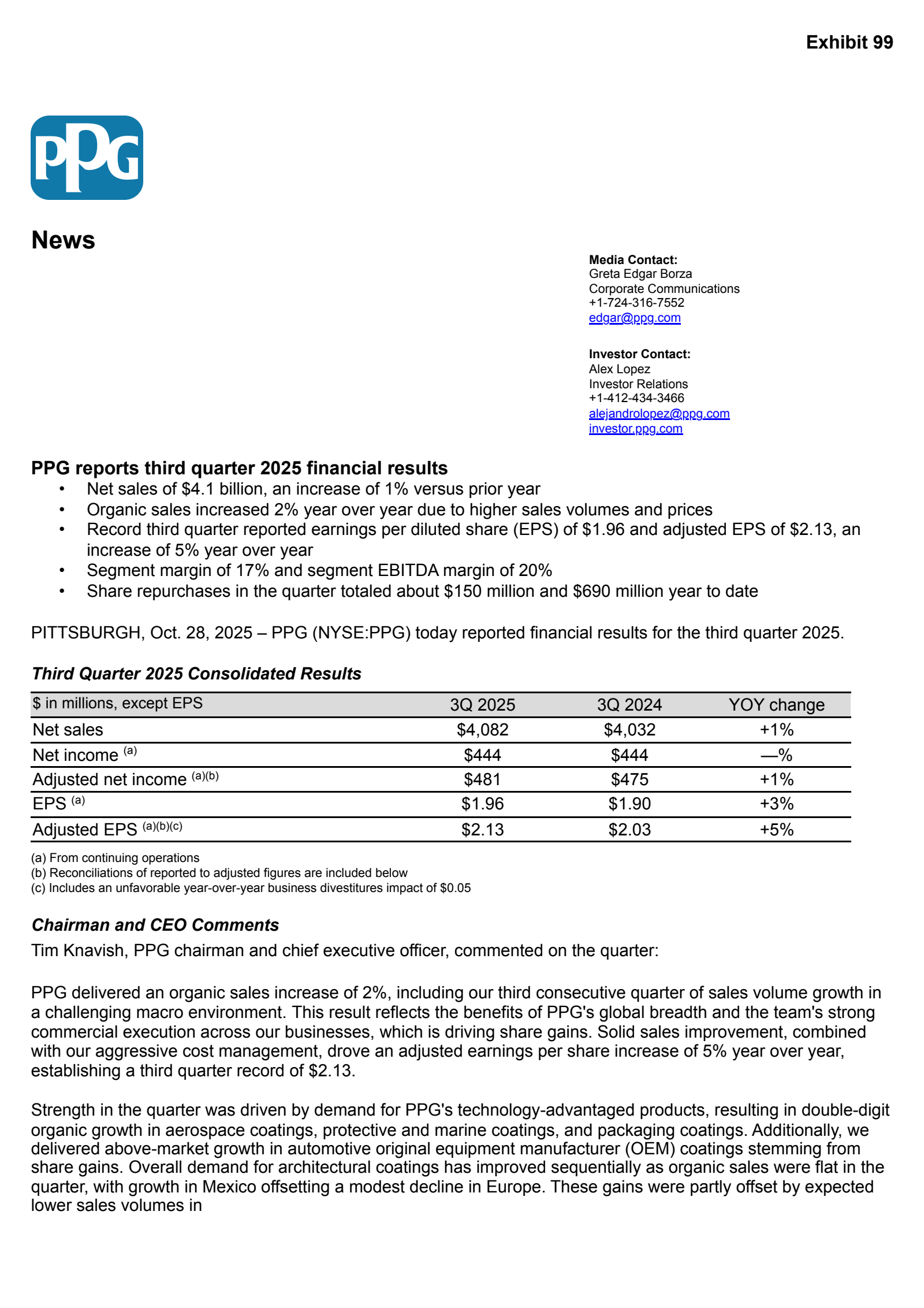 PPG Industries' Q3 2025 Earnings Release