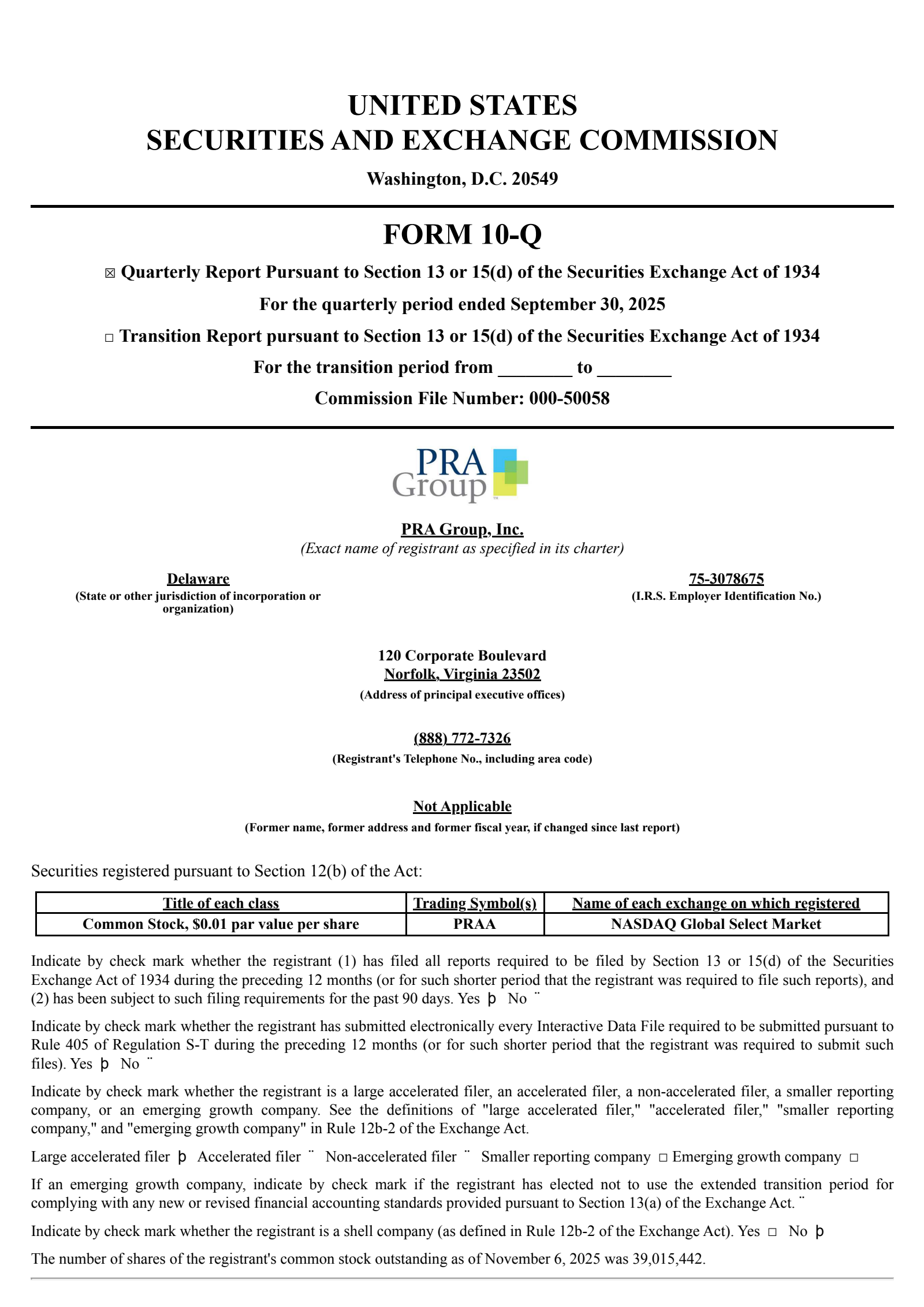PRA Group's Q3 2025 Quarterly Report