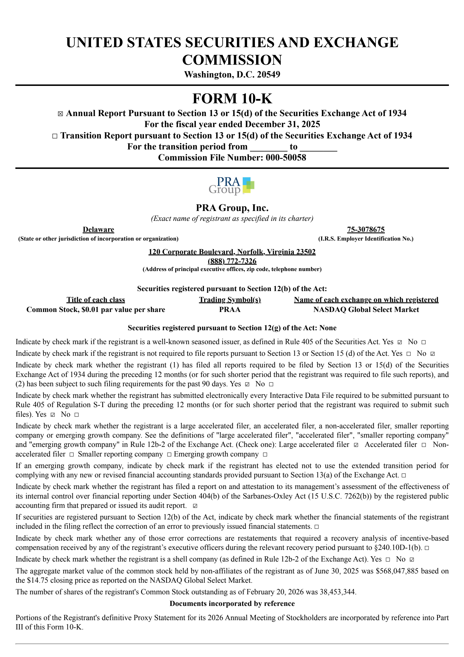 PRA Group's Q4 2025 Annual report