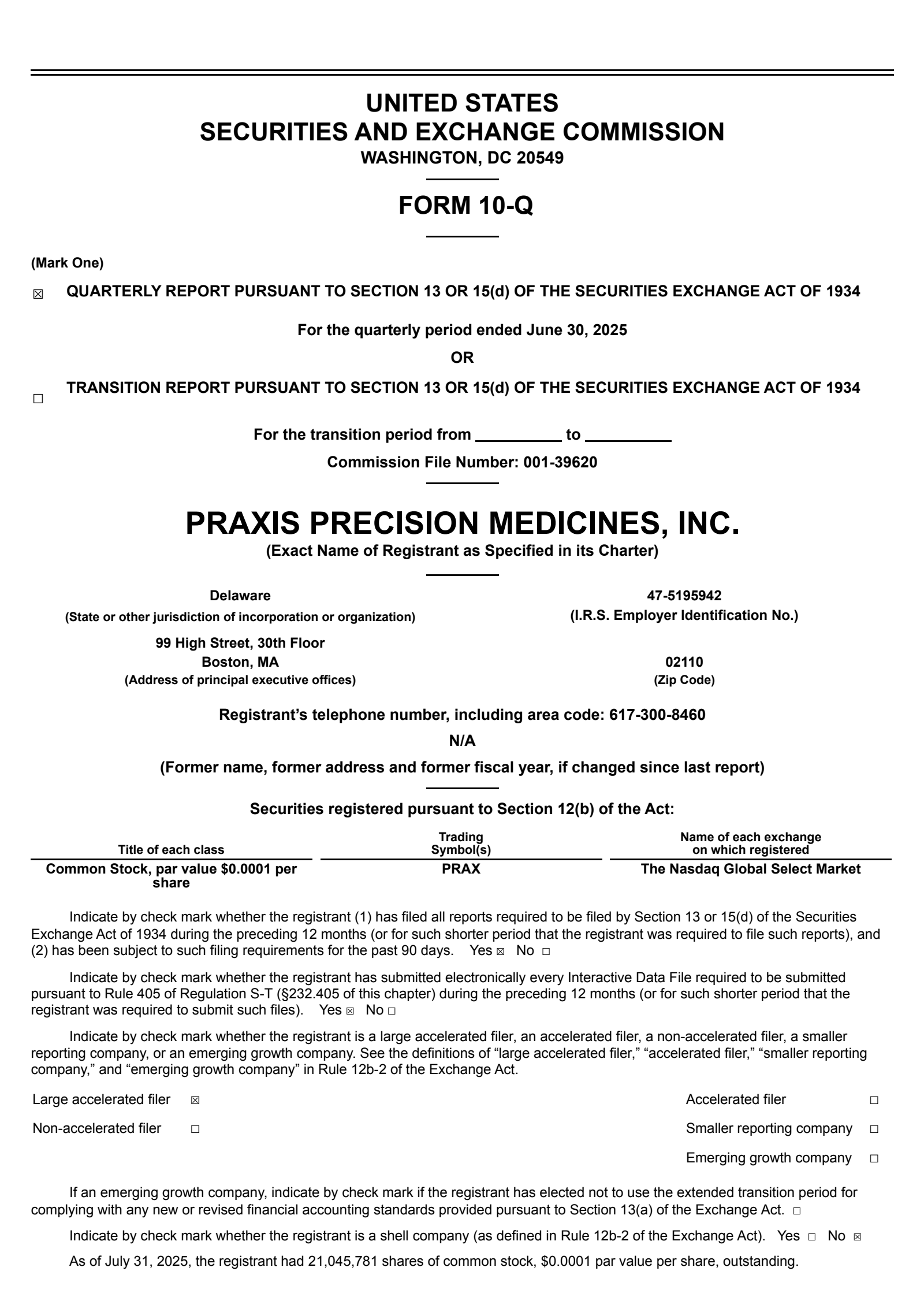 Praxis Precision Medicines' Q2 2025 & Study Result Quarterly report