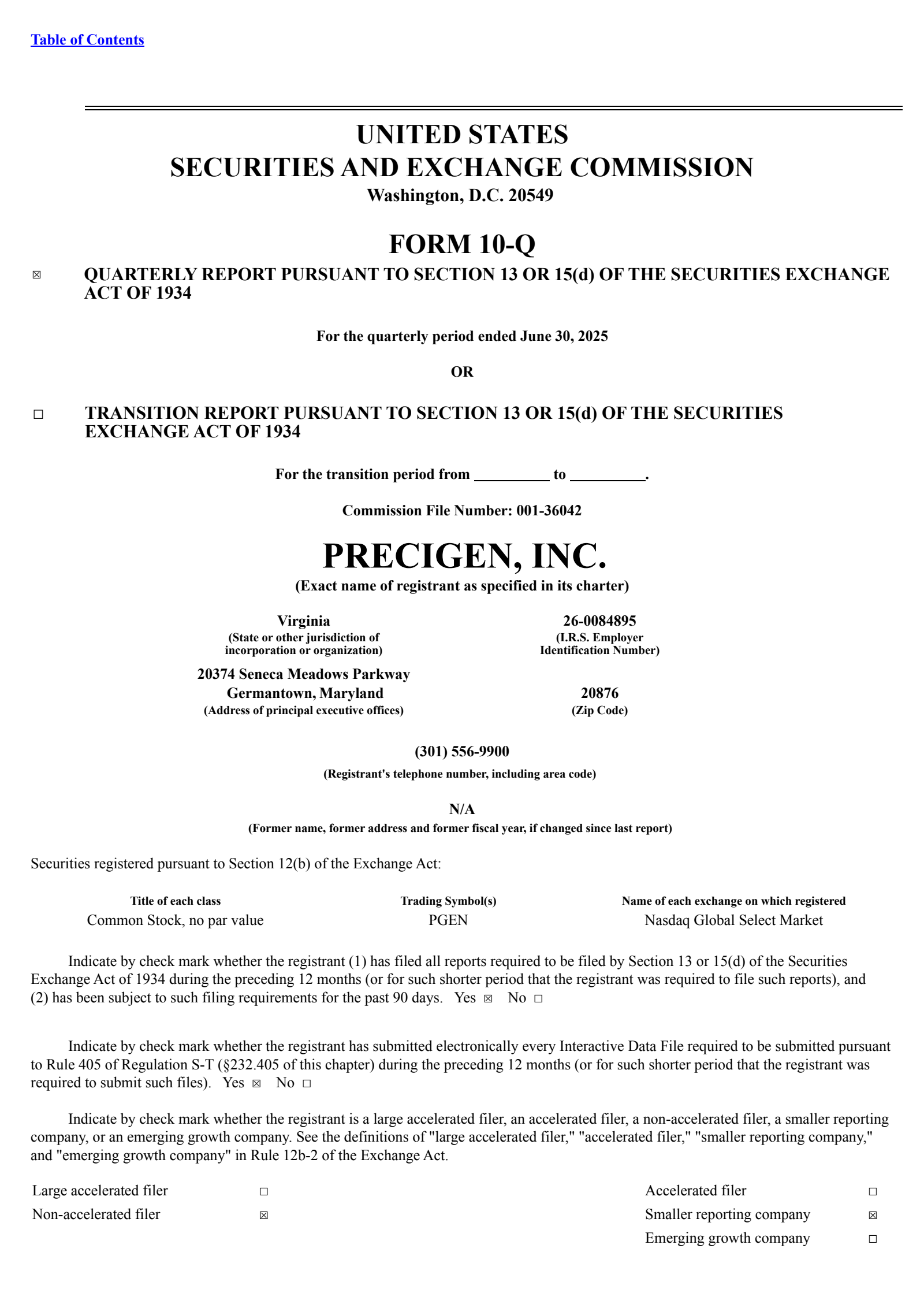 Precigen's Q2 2025 Quarterly report