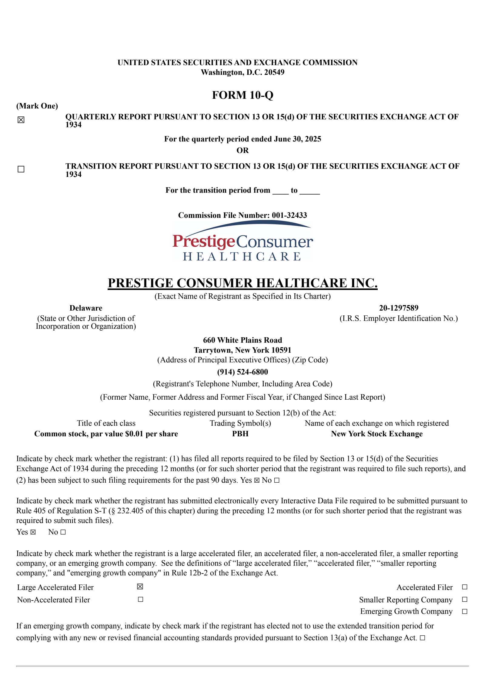 Prestige Consumer Healthcare's Q1 2026 Quarterly report