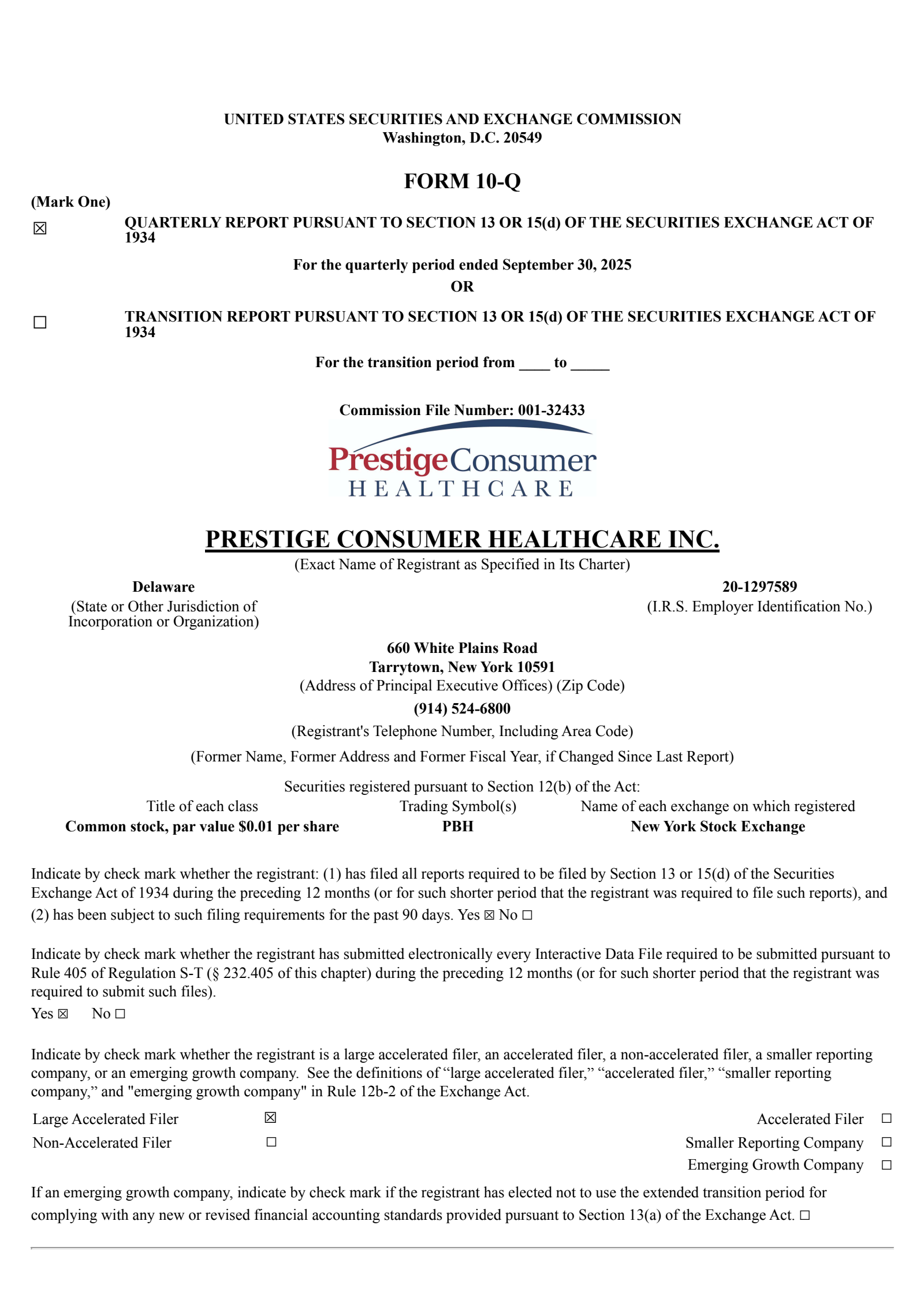 Prestige Consumer Healthcare's Q2 2026 Quarterly Report