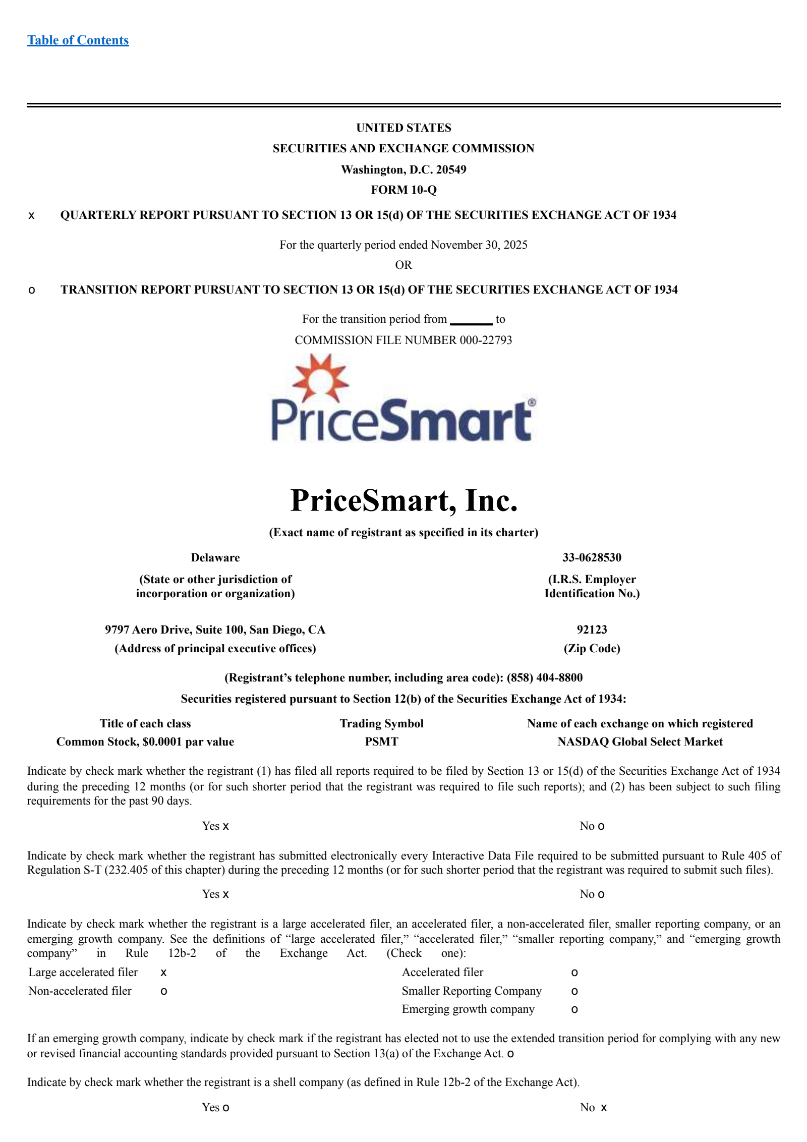 PriceSmart's Q1 2026 Quarterly Report