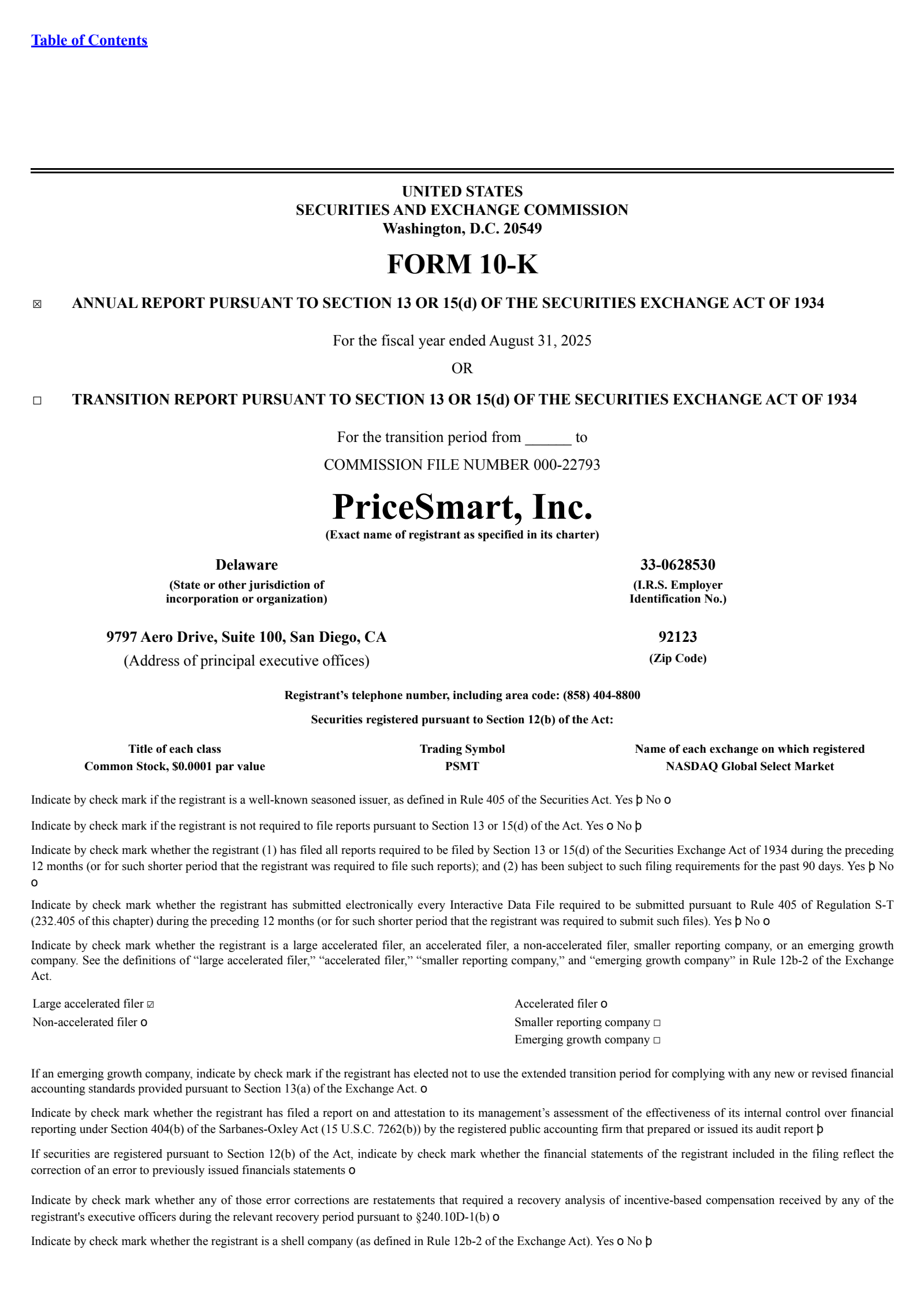 PriceSmart's Q4 2025 Annual Report