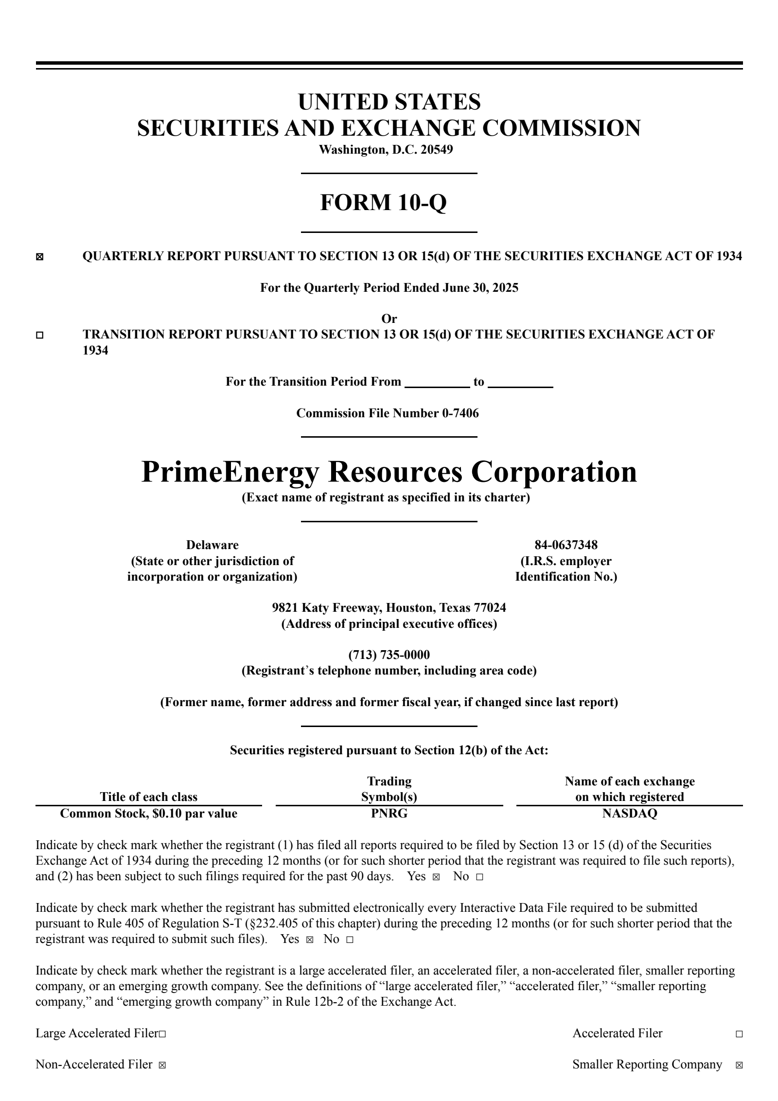 PrimeEnergy's Q2 2025 Quarterly report