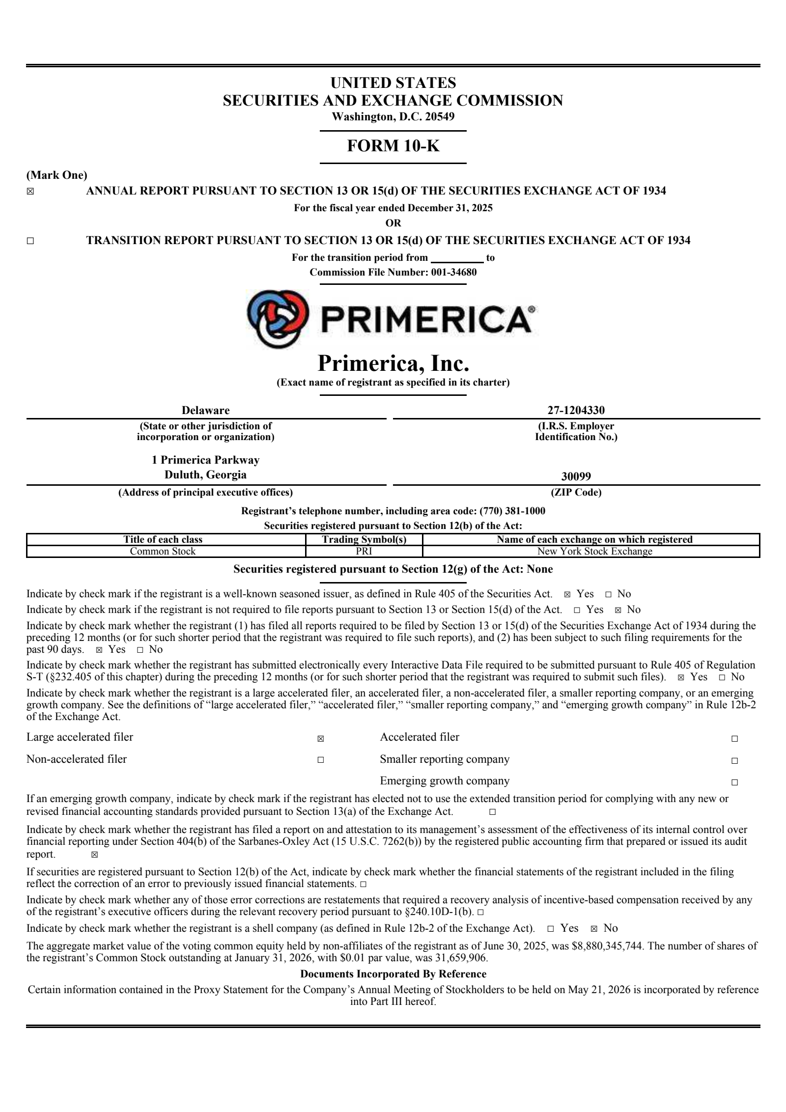 Primerica's Q4 2025 Annual report