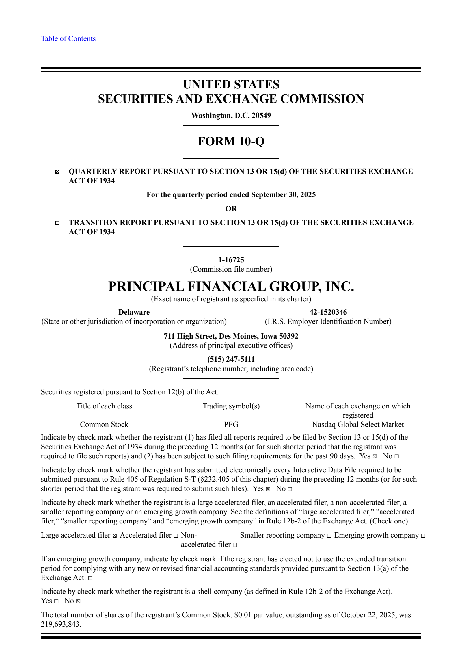 Principal Financial Group's Q3 2025 Quarterly Report