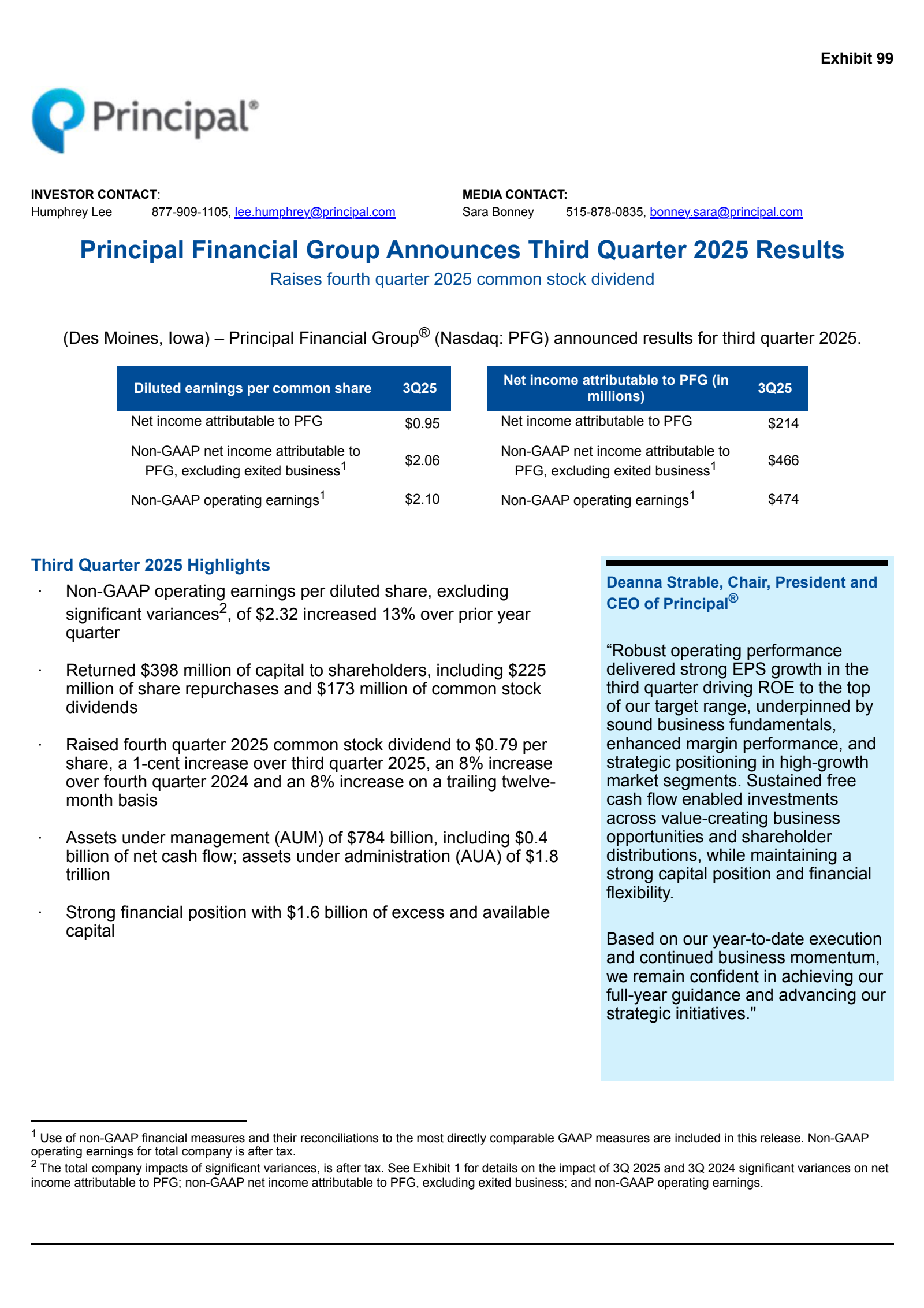 Principal Financial Group's Q3 2025 Earnings Release