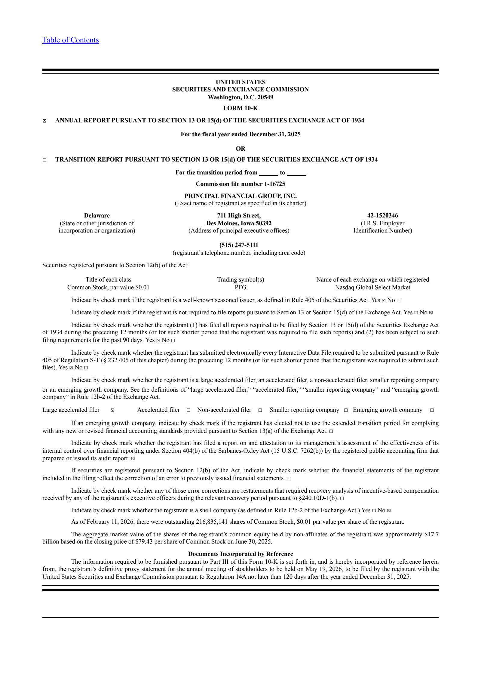 Principal Financial Group's Q4 2025 Annual report