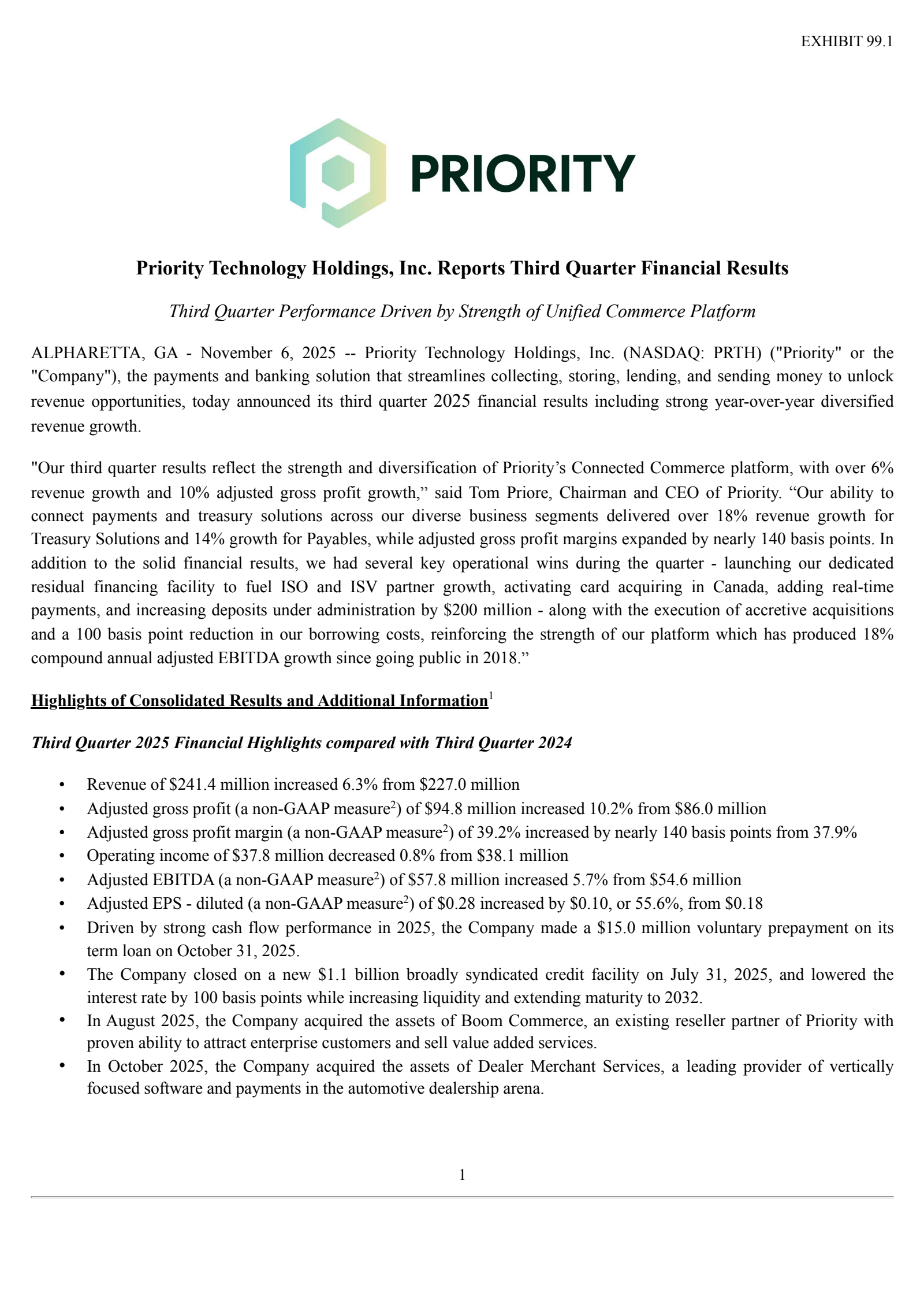 Priority Technology's Q3 2025 Earnings Release