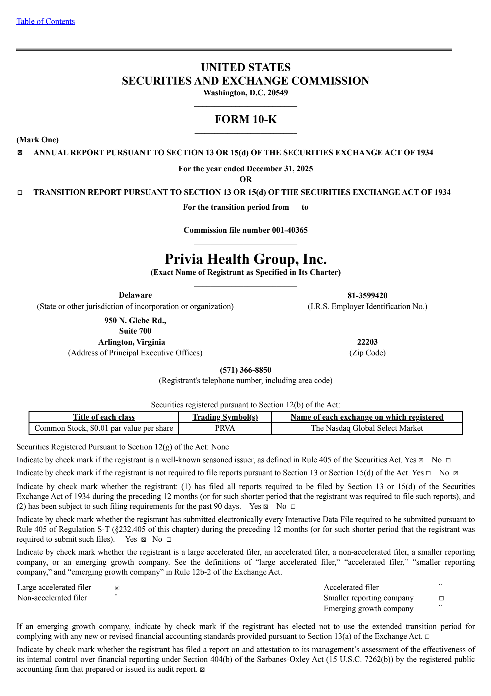 Privia Health Group's Q4 2025 Annual report