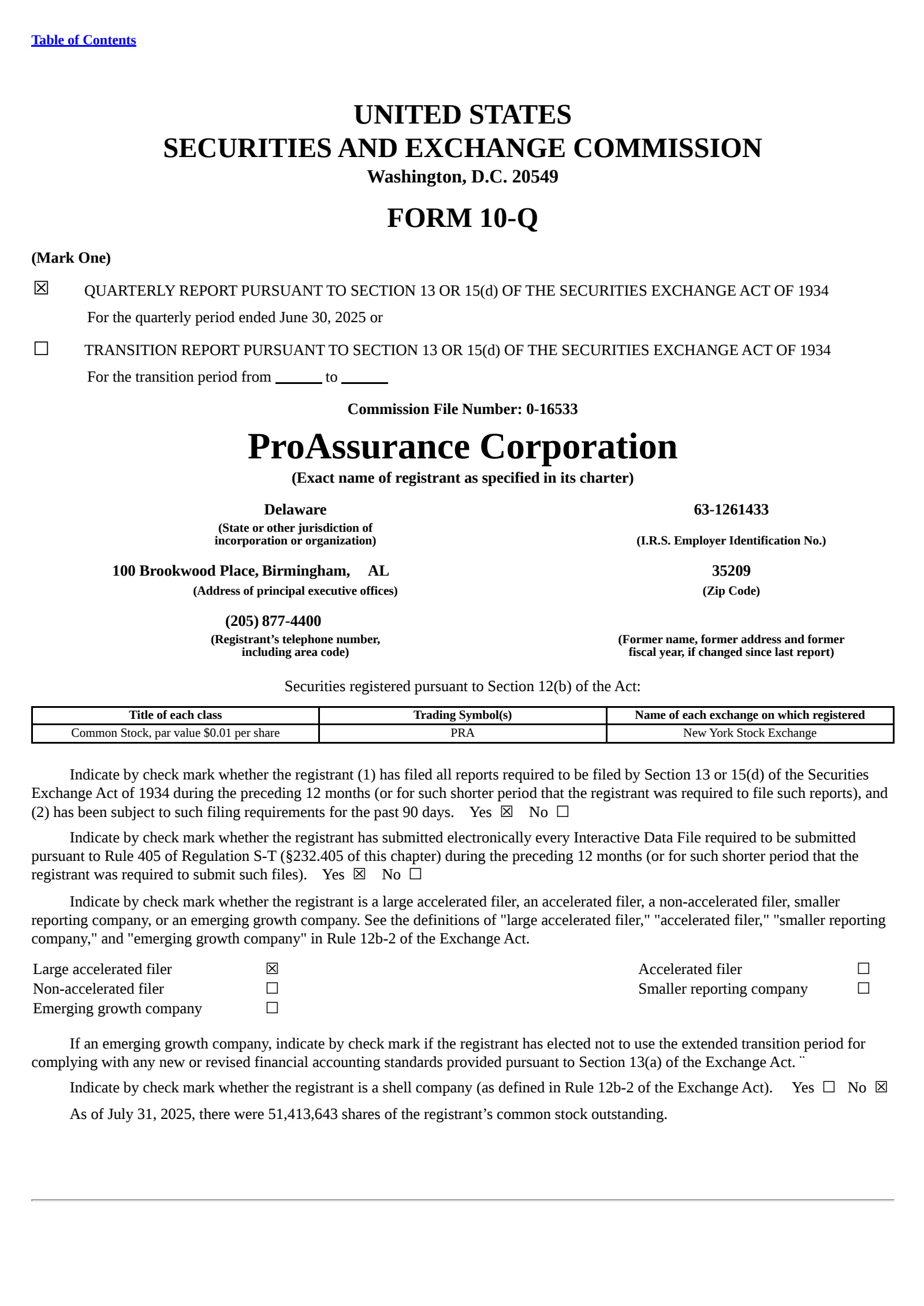 ProAssurance's Q2 2025 Quarterly report