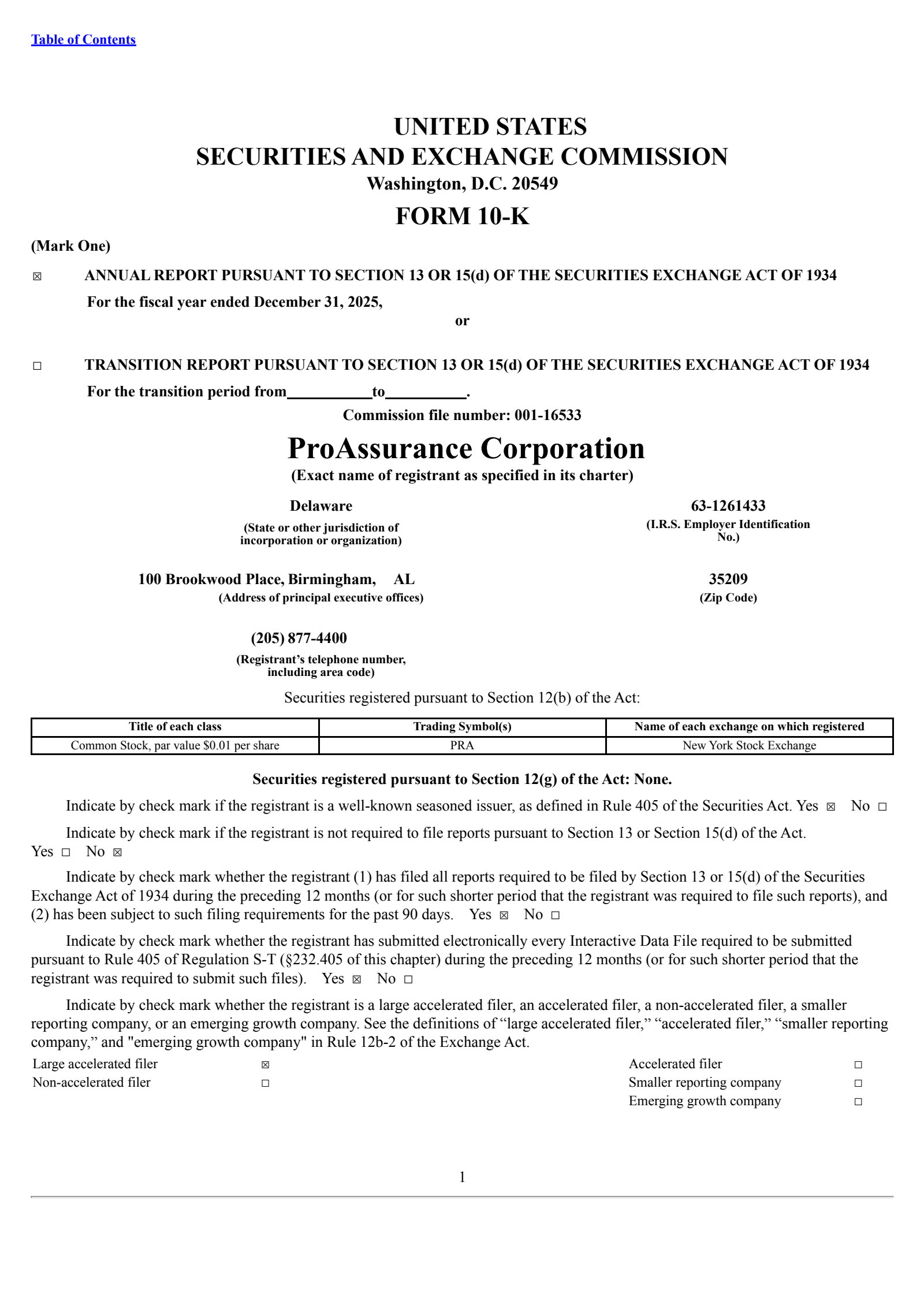 ProAssurance's Q4 2025 Annual report