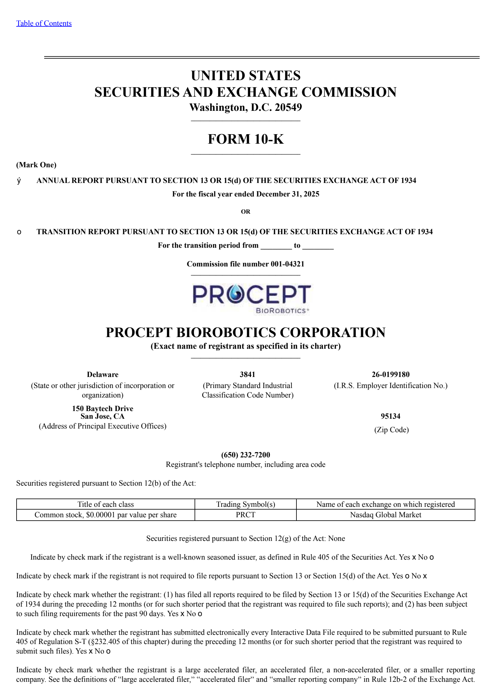 PROCEPT BioRobotics' Q4 2025 Annual report