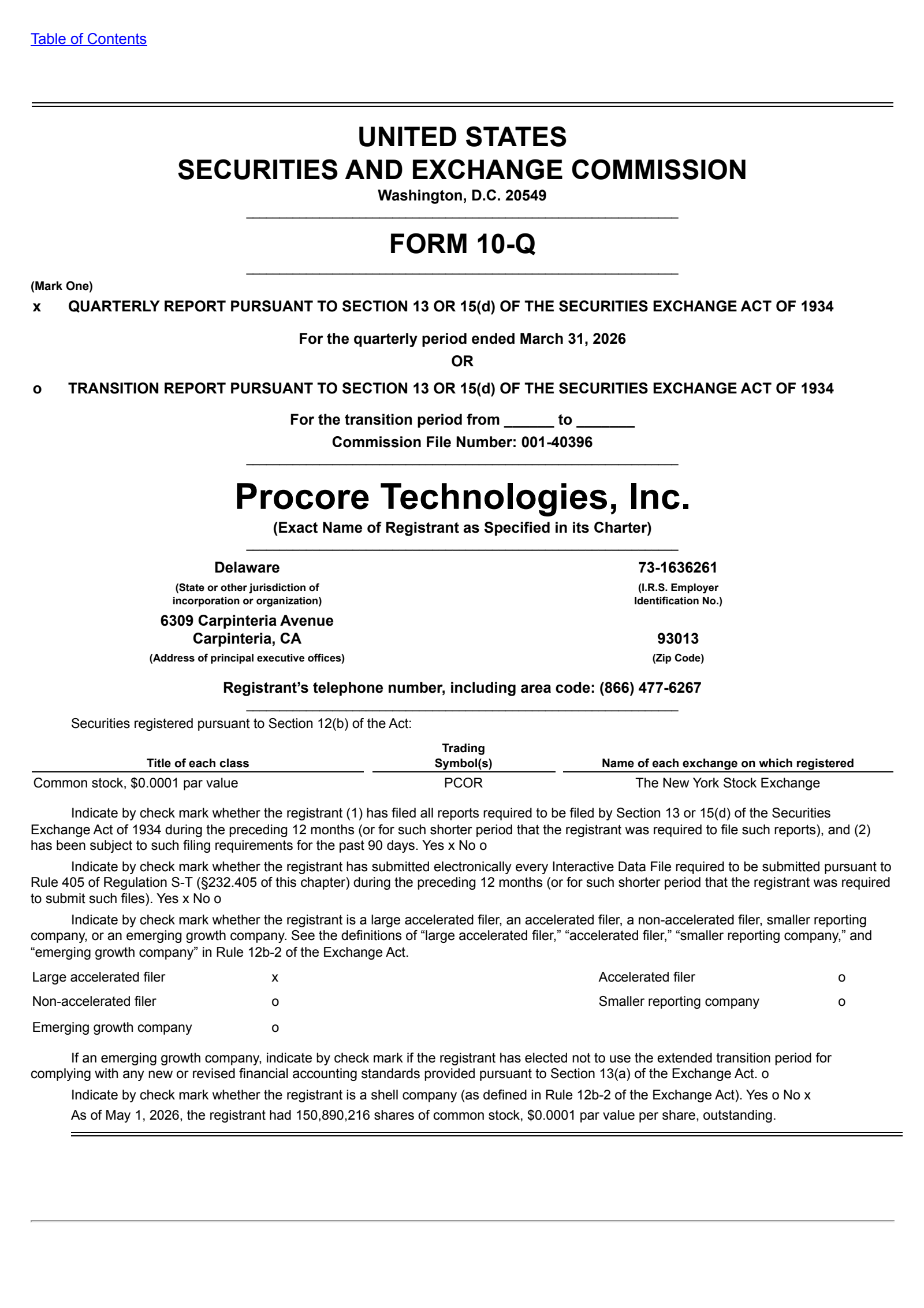 Procore Technologies' Q1 2026 Quarterly report