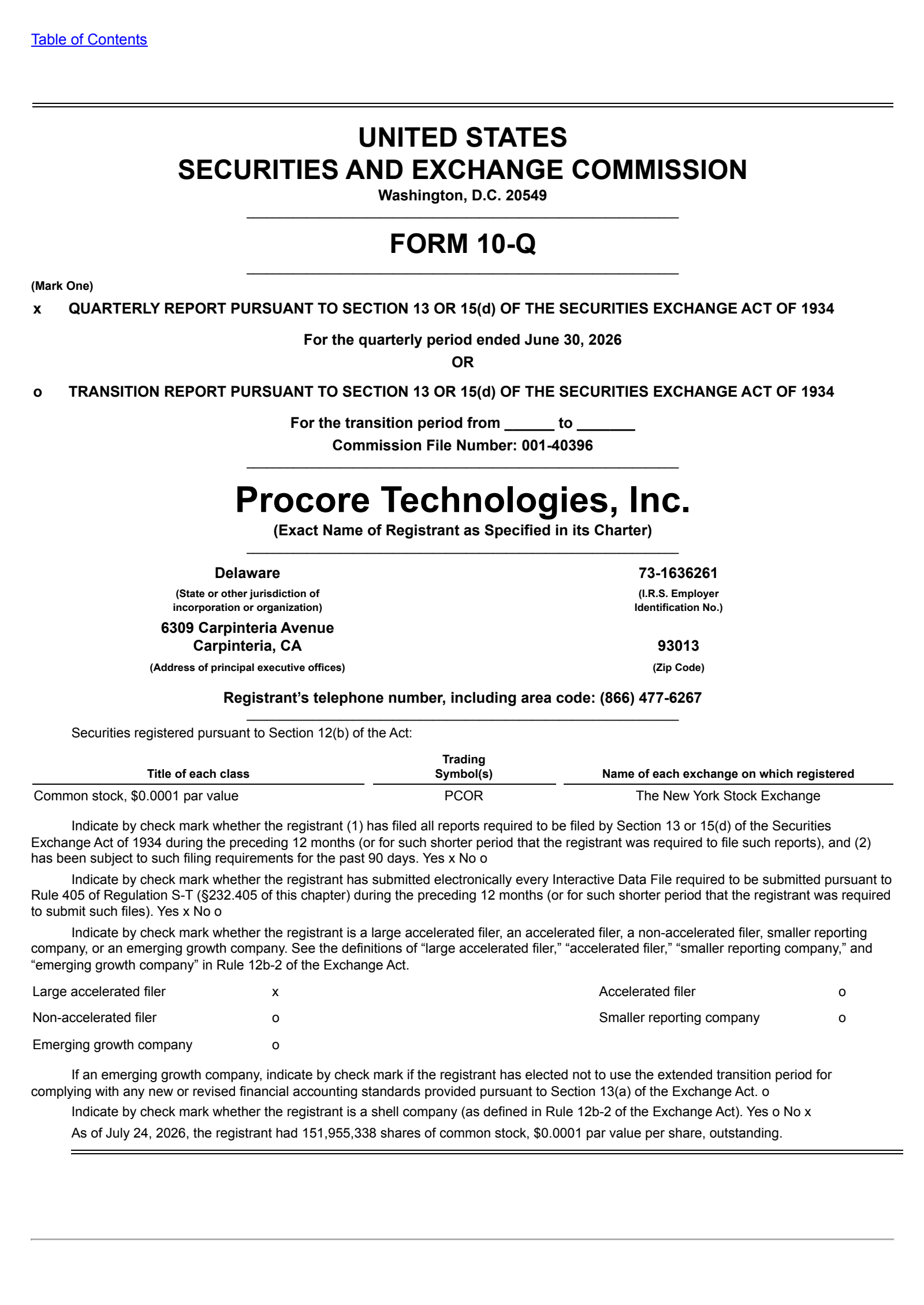 Procore Technologies' Q2 2026 Quarterly report