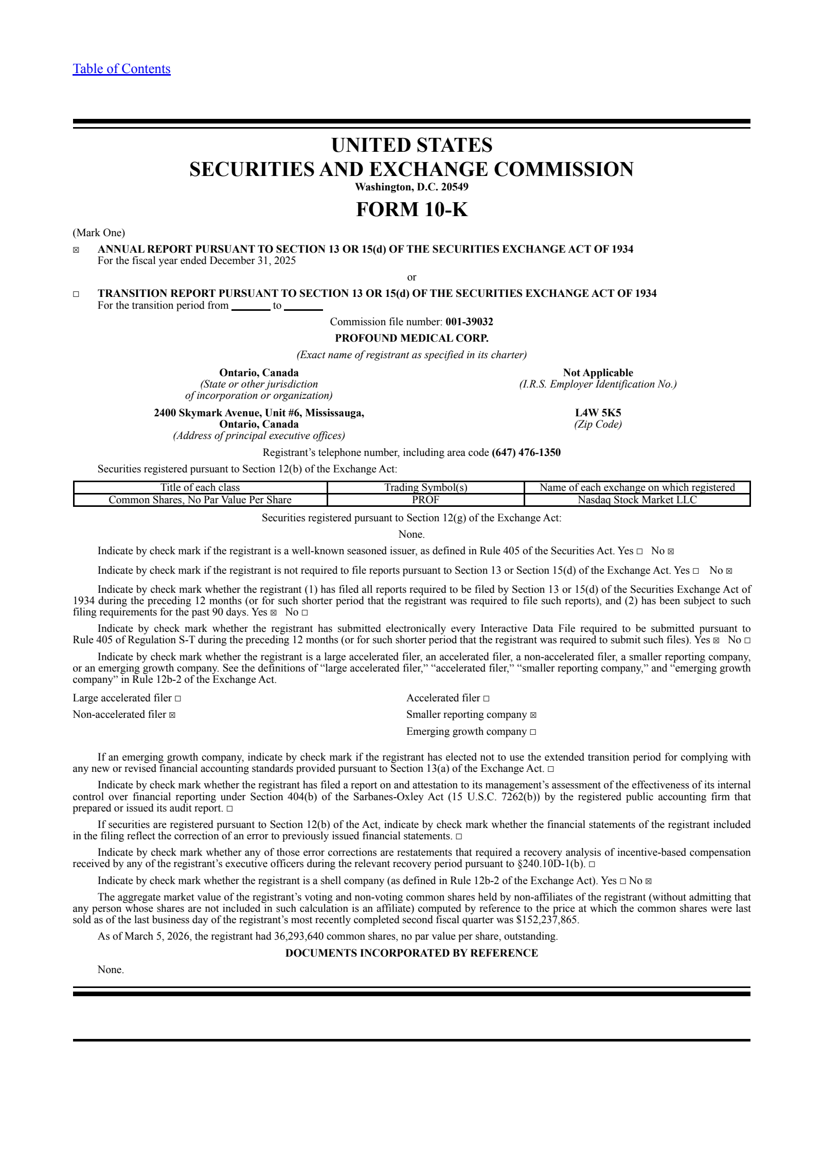 Profound Medical's Q4 2025 Annual report